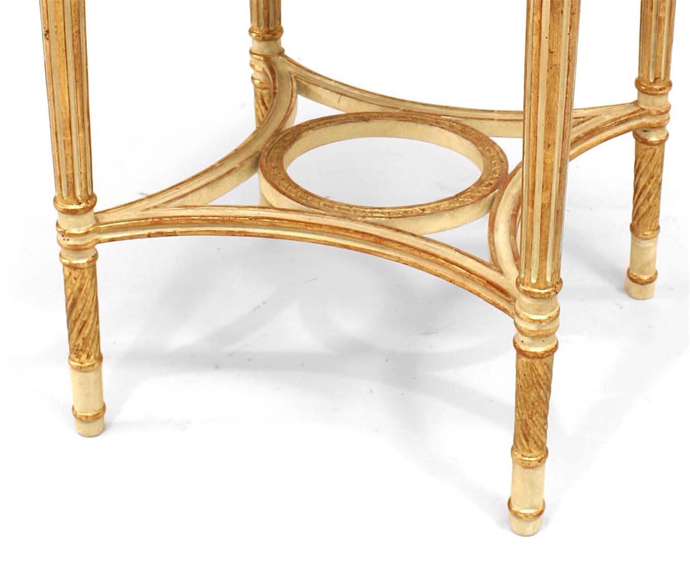 Hand-Painted French Louis XVI Style White Painted and Gilt End Table