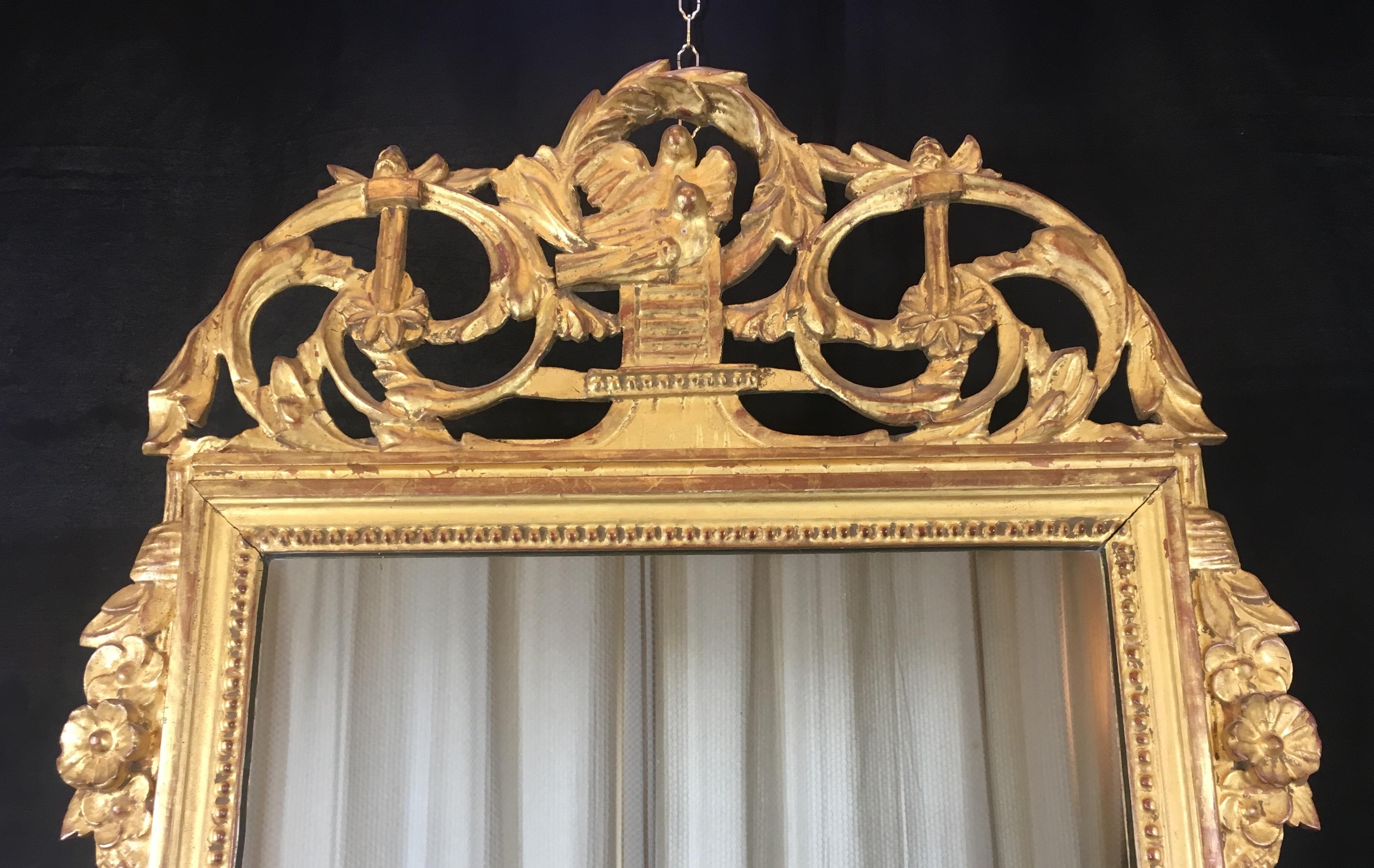 French Louis XVI Style Gilt Wall Mirror For Sale 4