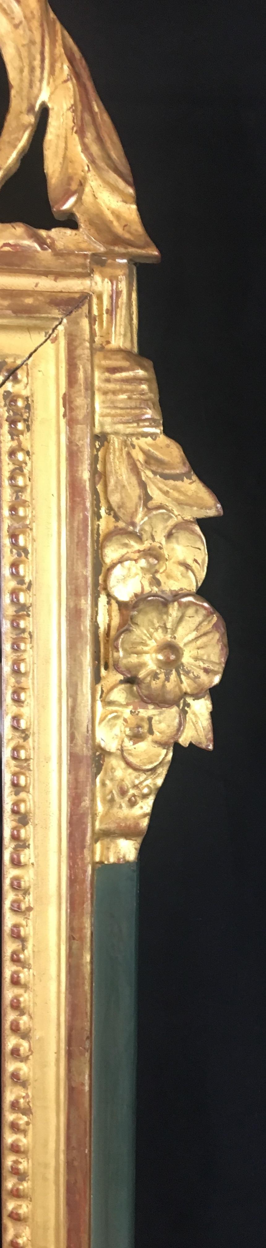 Hand-Carved French Louis XVI Style Gilt Wall Mirror For Sale