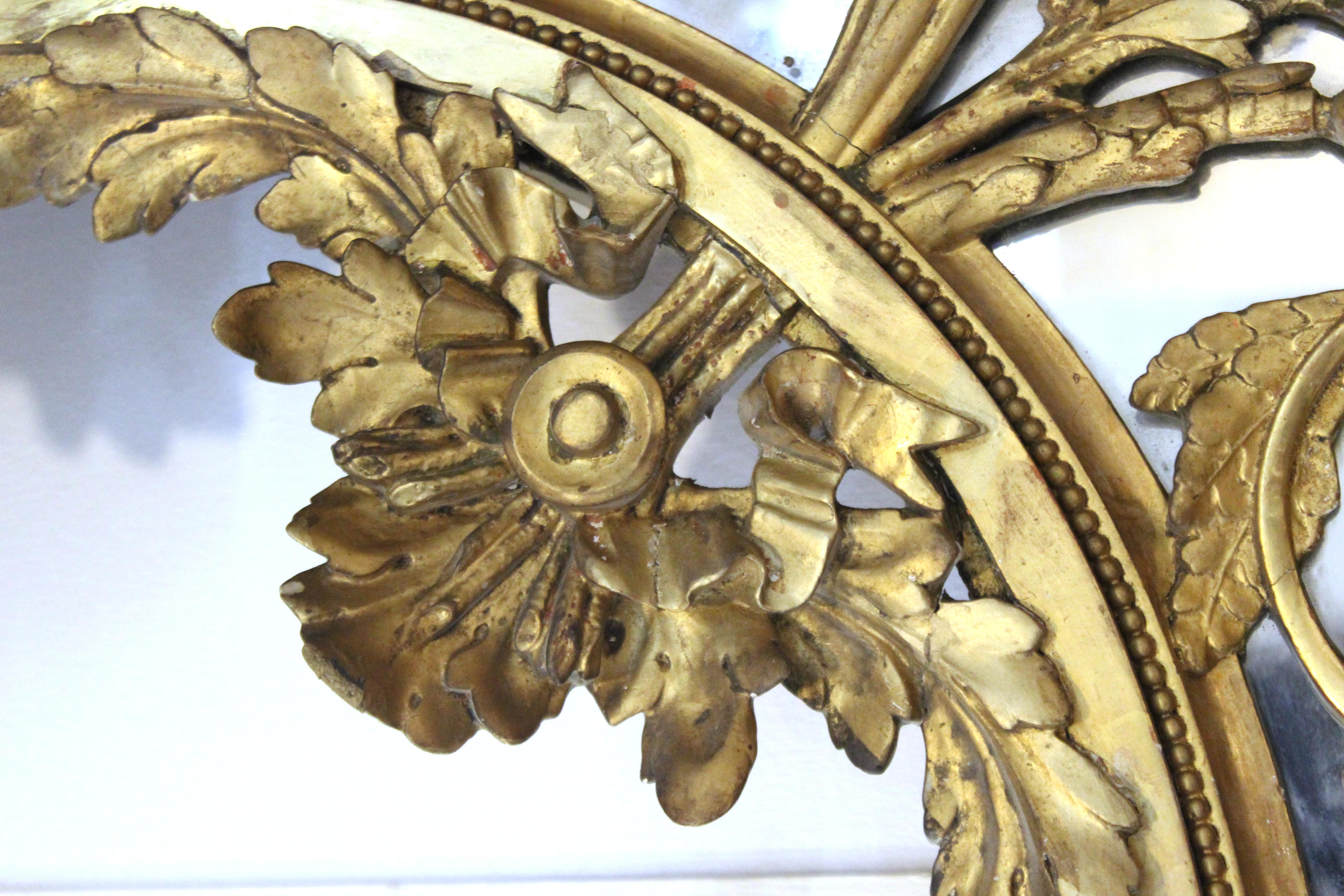 French Louis XVI Style Giltwood Mirror with Putti and Oval Center, 19th Century 10