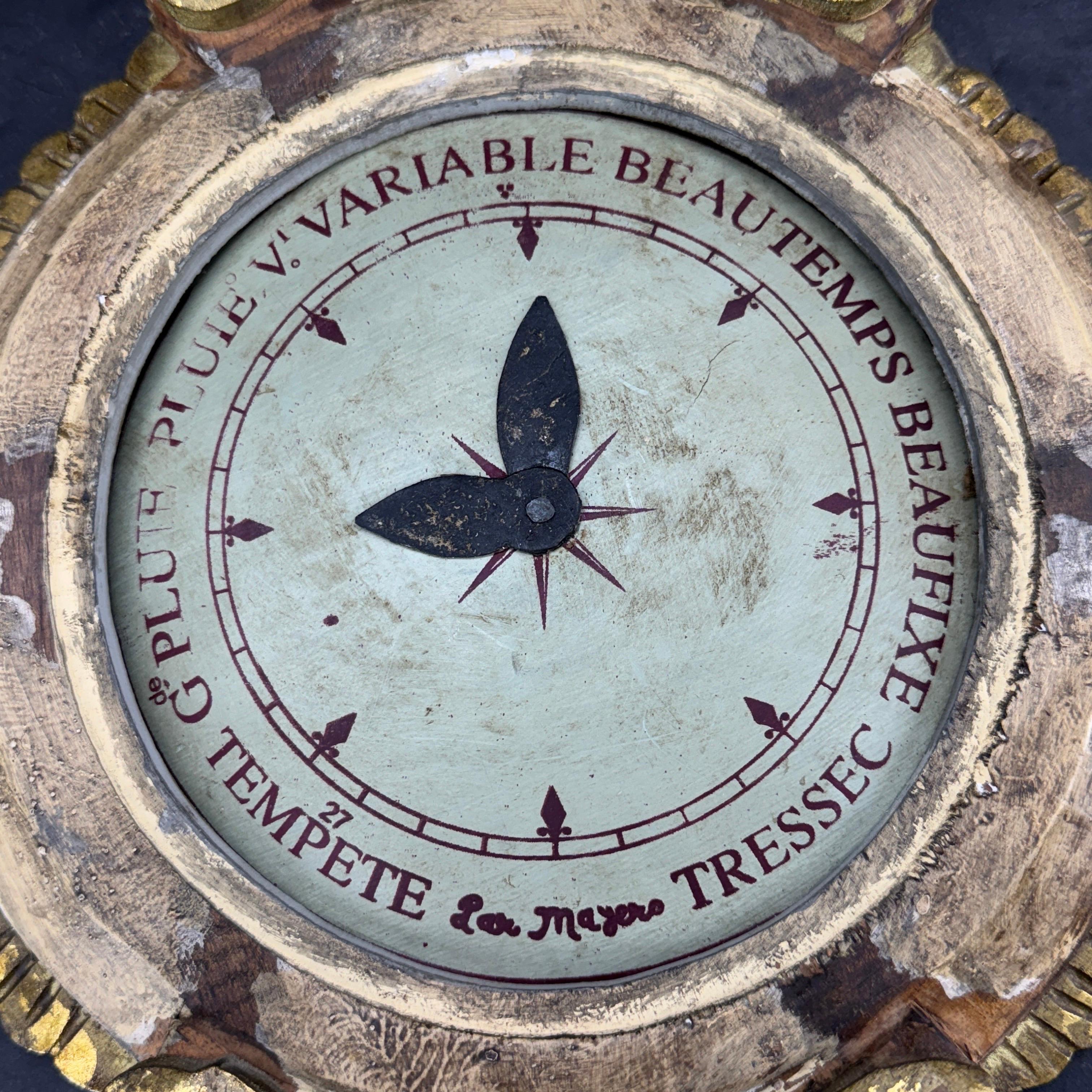 French Louis XVI Style Gilt Wood Painted Barometer Replica For Sale 3
