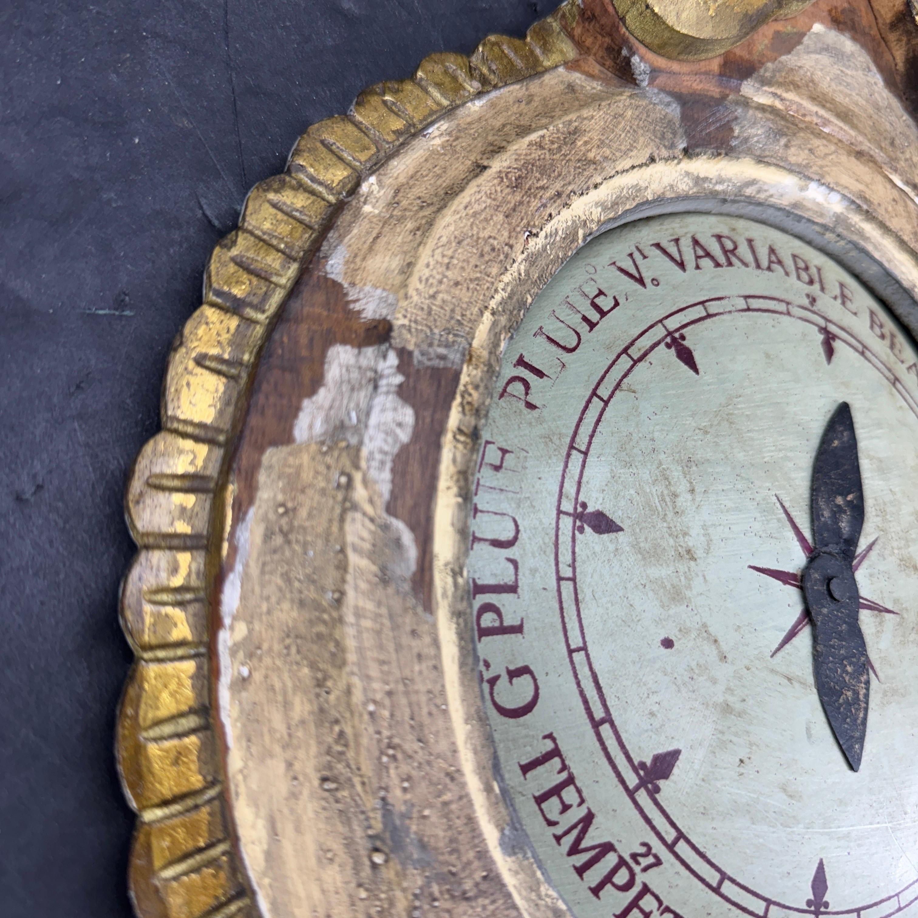 French Louis XVI Style Gilt Wood Painted Barometer Replica For Sale 5
