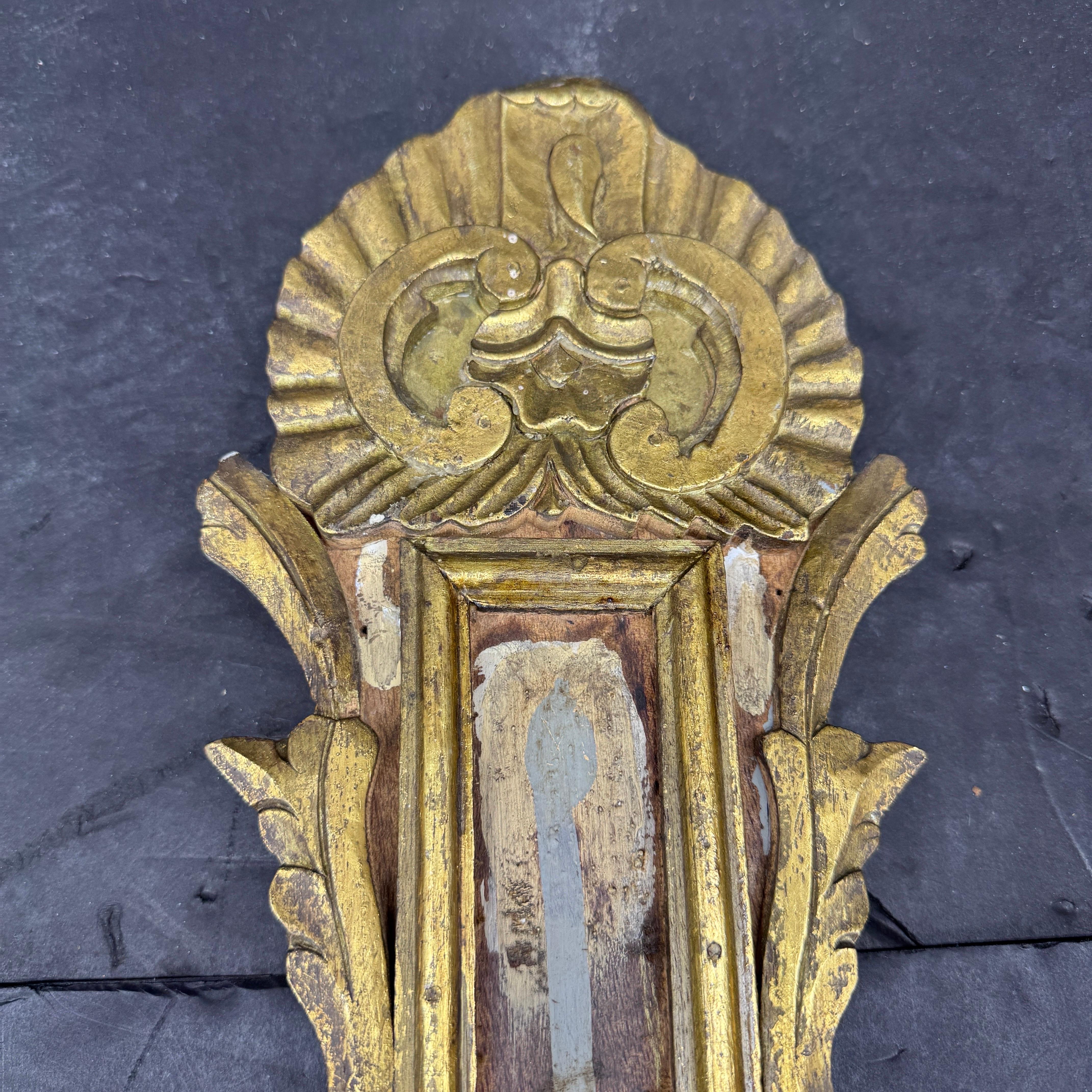 Rococo French Louis XVI Style Gilt Wood Painted Barometer Replica For Sale