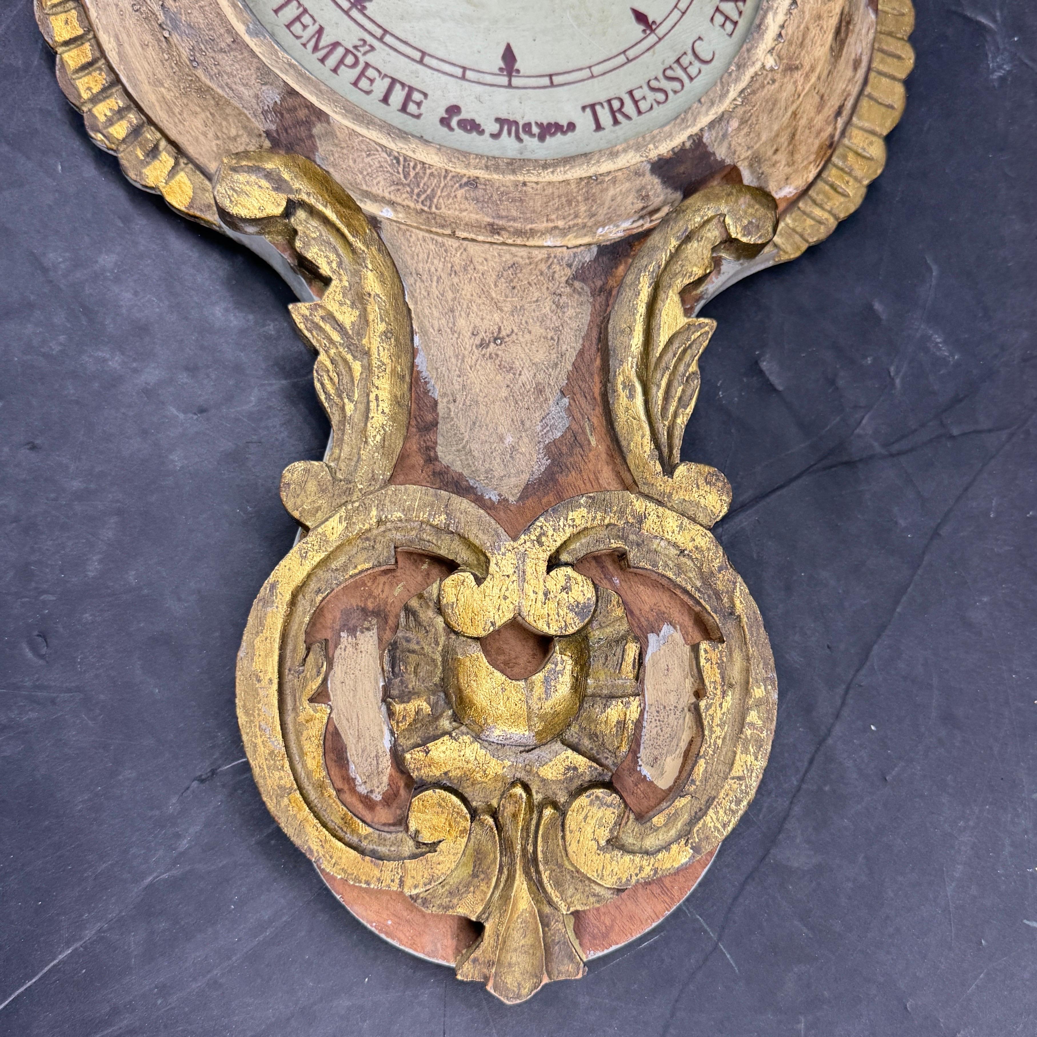 French Louis XVI Style Gilt Wood Painted Barometer Replica In Good Condition For Sale In Haddonfield, NJ