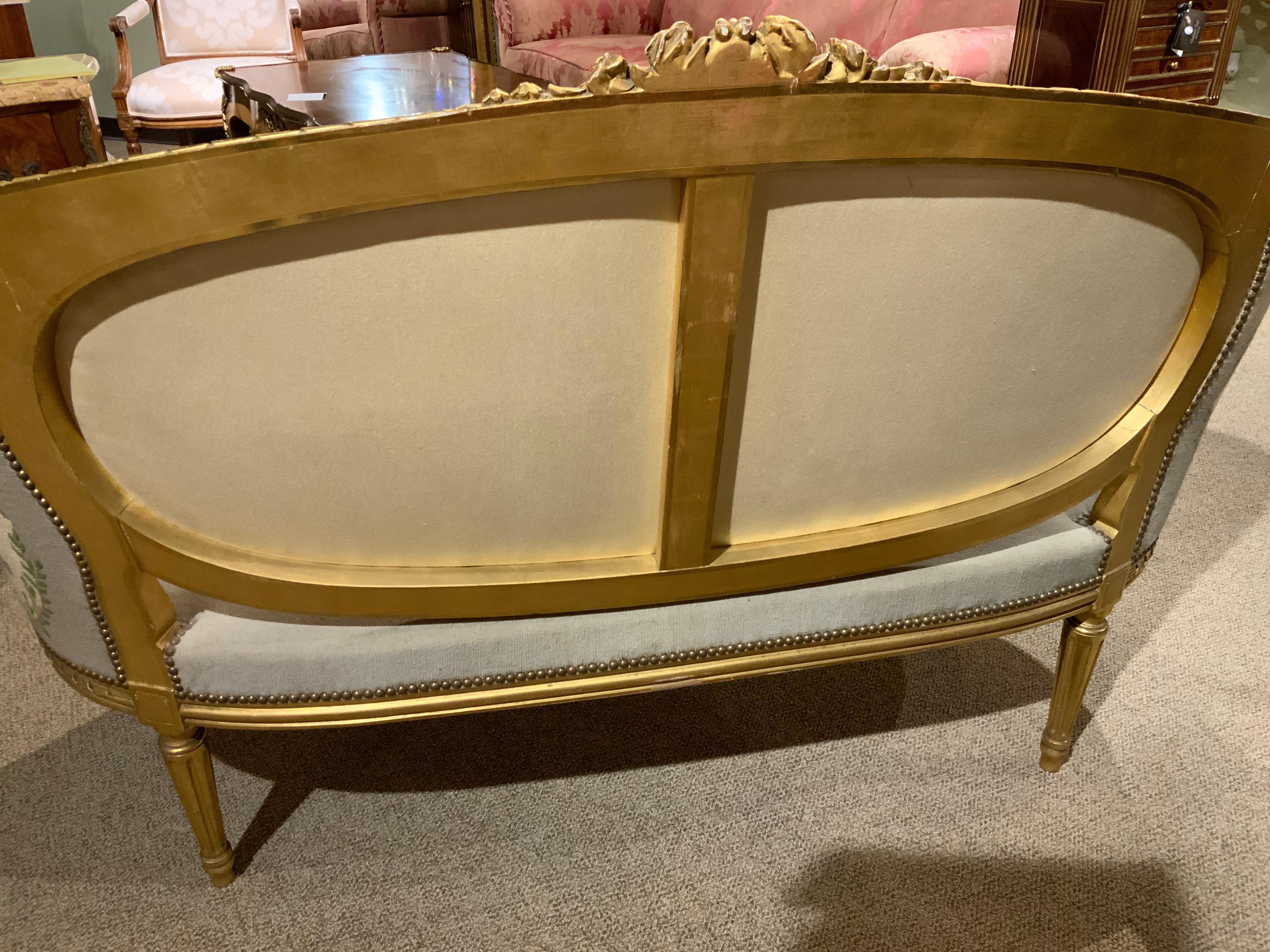 Giltwood French Louis XVI-Style Gilt Wood Settee/Canapé  with Needlepoint