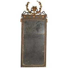 French Louis XVI Style Giltwood and Green Painted Wood Floral Pediment Wall