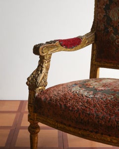 French Louis XVI Style Giltwood Armchairs