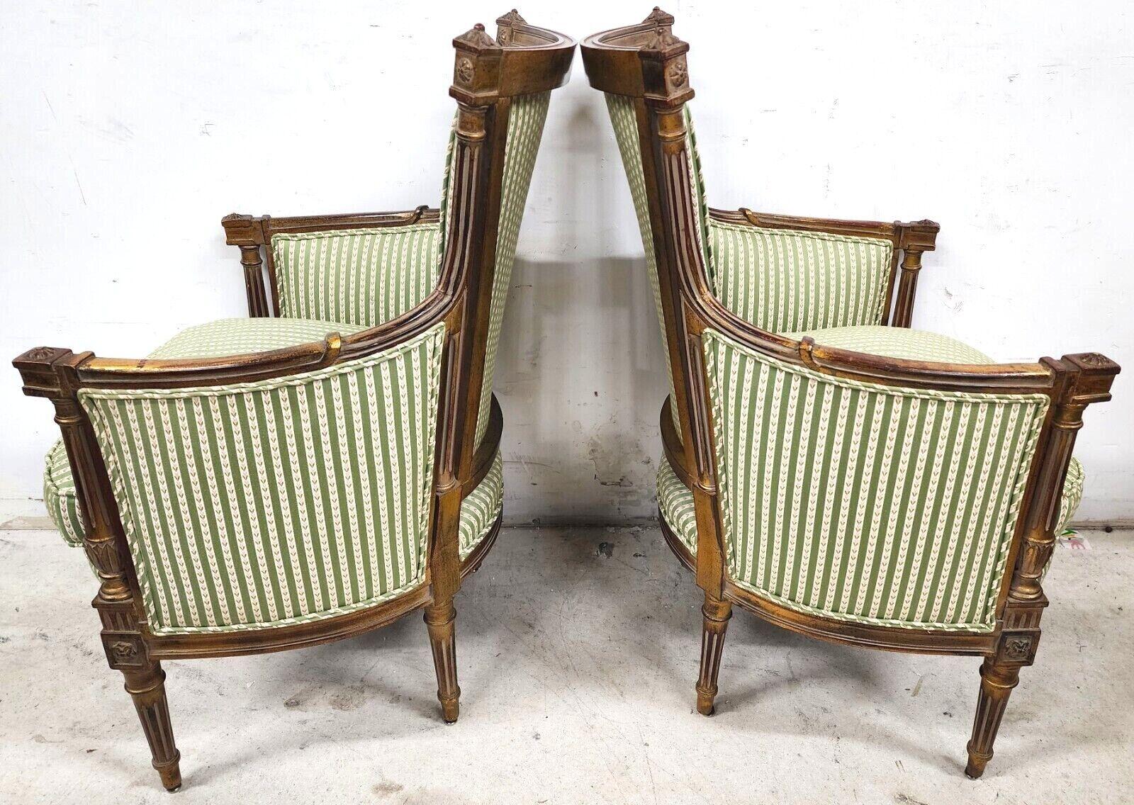 20th Century French Louis XVI Style Giltwood Bergère Chairs - Set of 2 For Sale