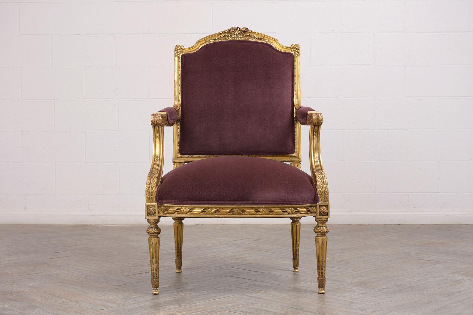 French Louis XVI Style Giltwood Bergères, circa 19th Century In Good Condition In Los Angeles, CA