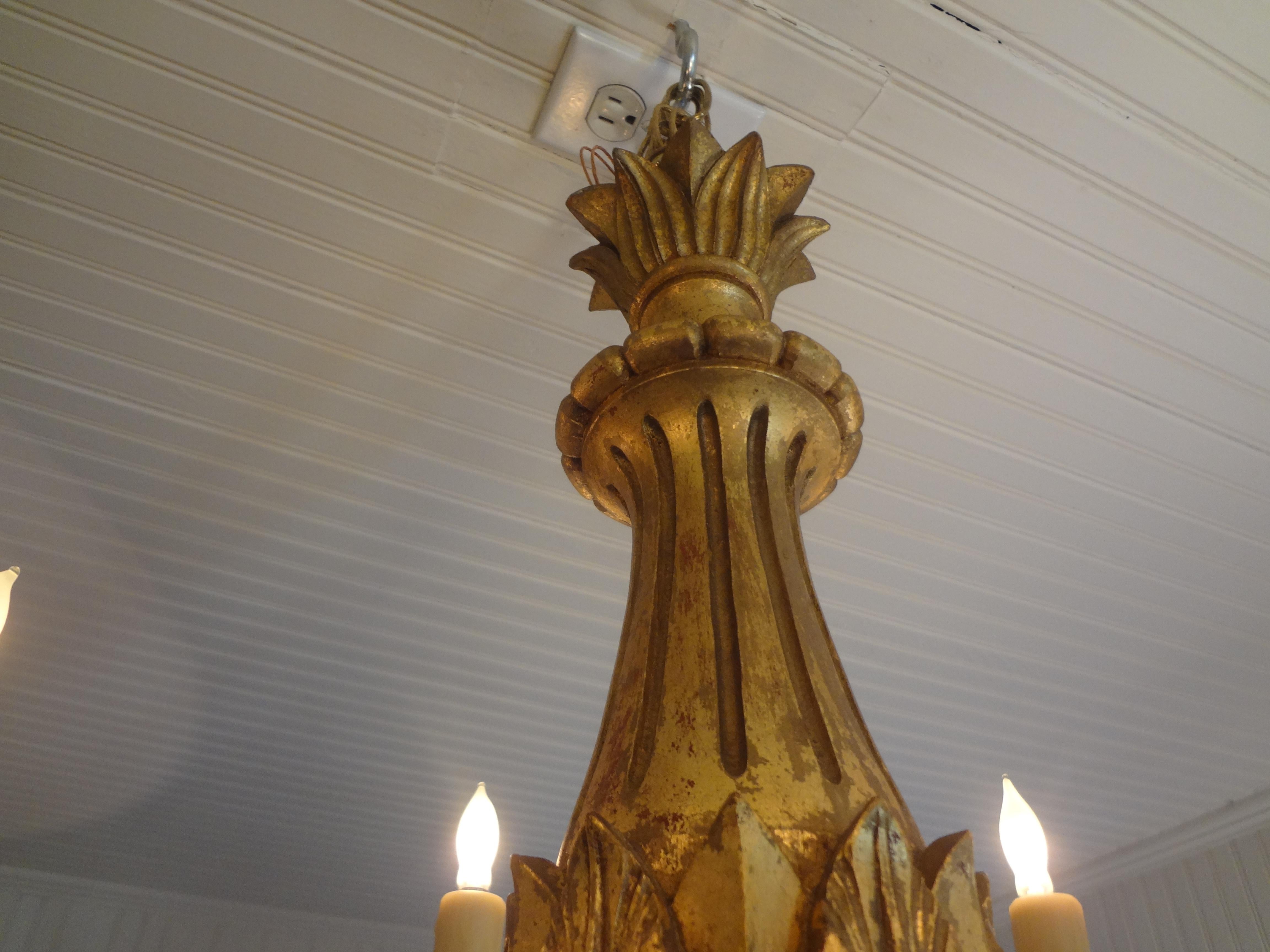French Louis XVI Style Giltwood Chandelier 1