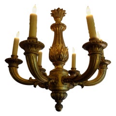 Antique French Louis XVI Style Giltwood Chandelier
