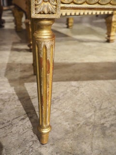 French Louis XVI Style Giltwood Coffee Table with Carrara Marble Top, Circa 1900