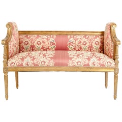 French Louis XVI Style Giltwood Frame Settee