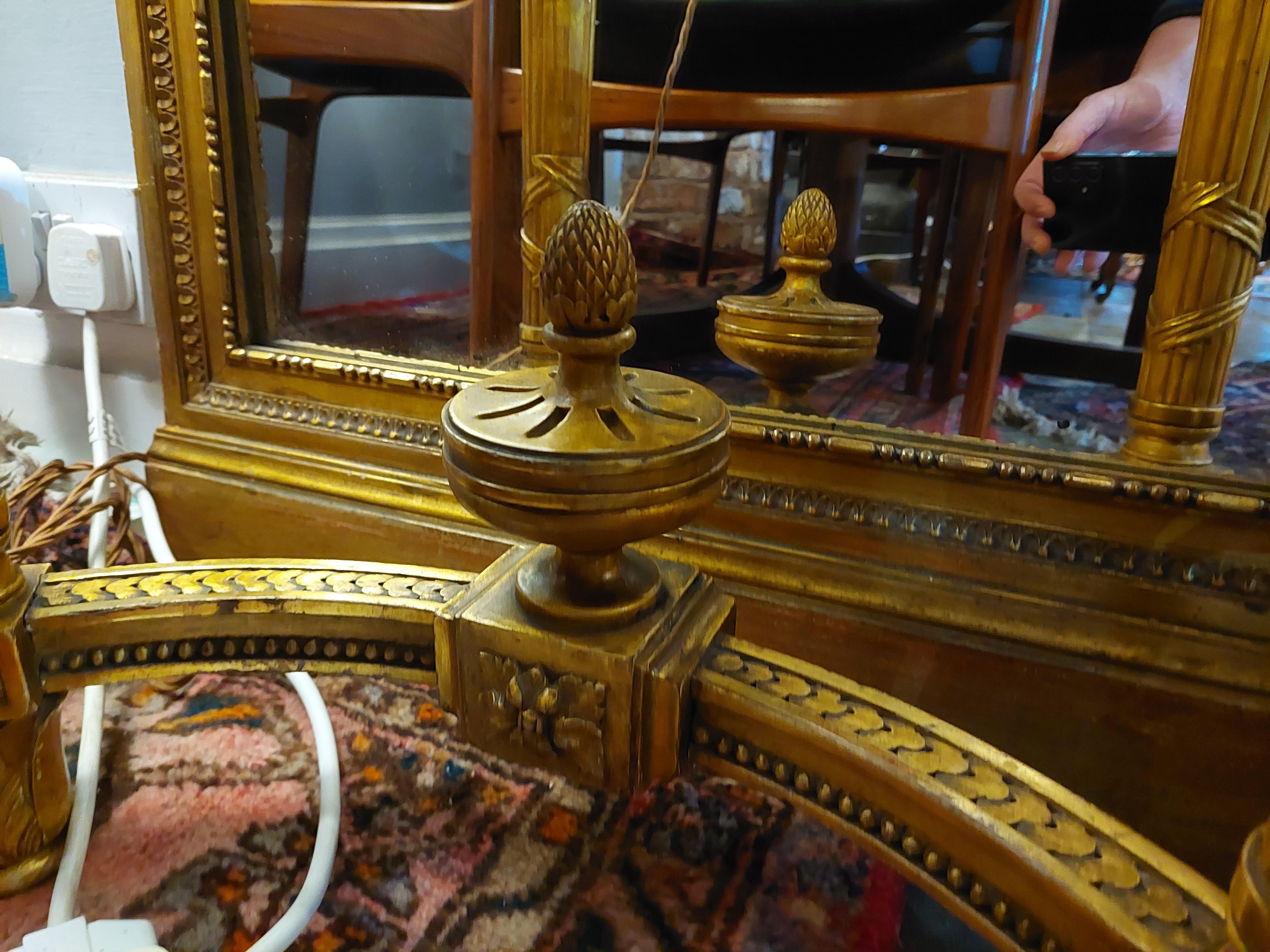 Mesa consola de madera dorada y gesso muelle estilo Luis XVI francés Francés en venta