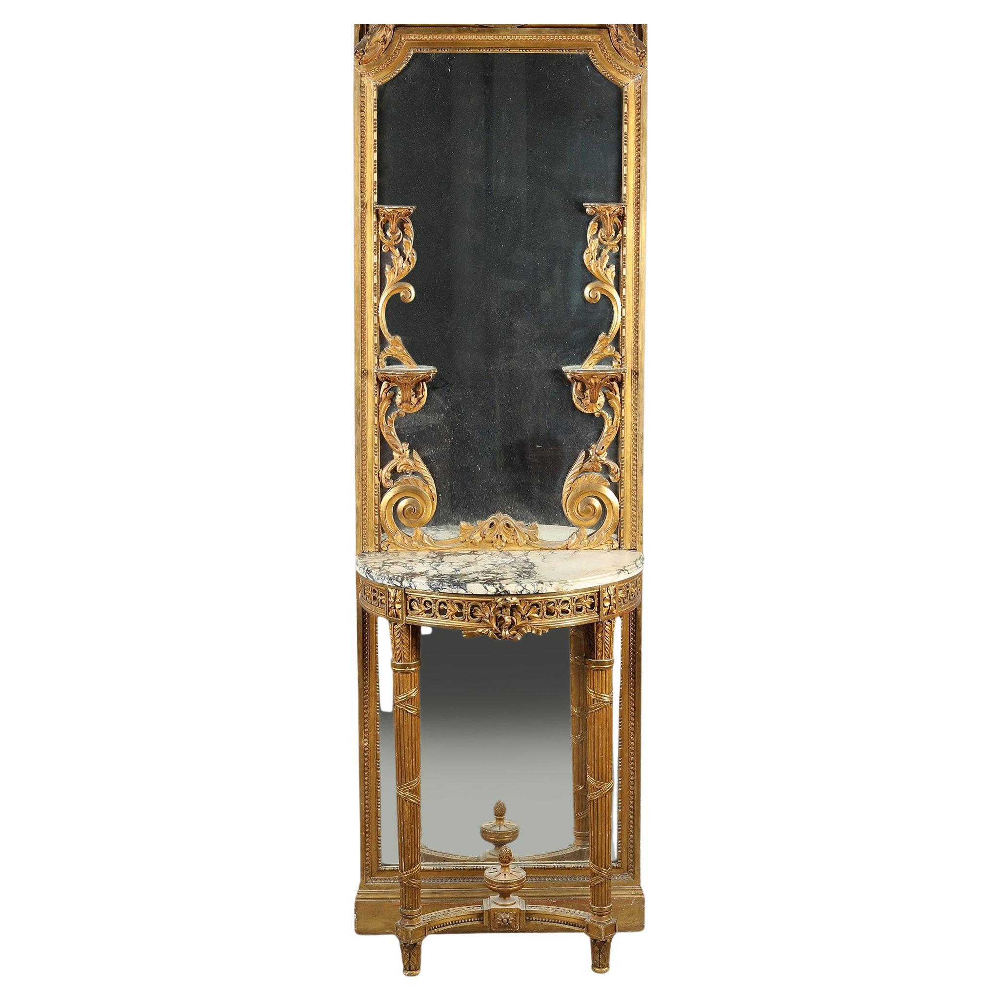 French Louis XVI Style Giltwood
Gesso Pier Glass
Console Table