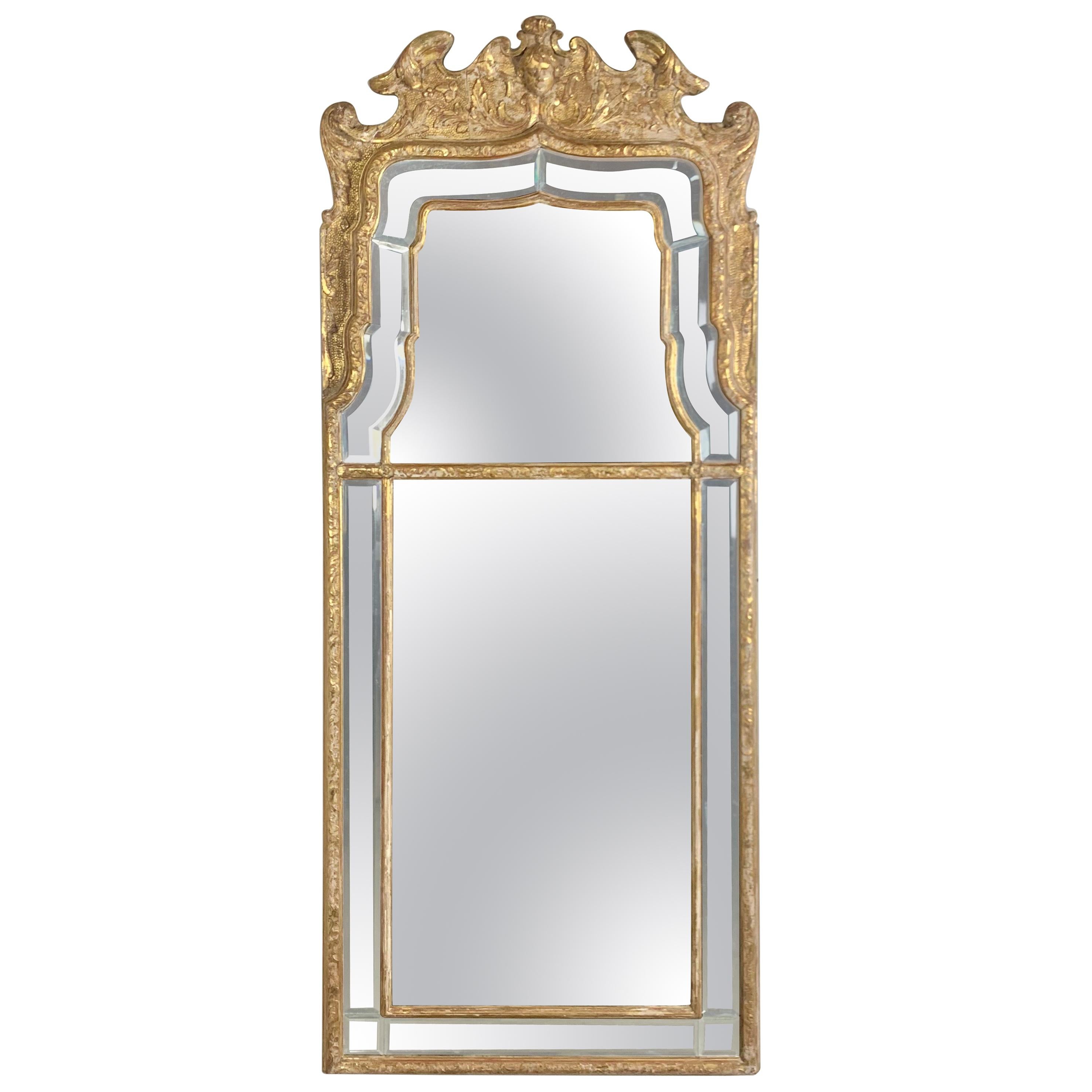 French Louis XVI Style Giltwood Mirror, circa 1930s For Sale