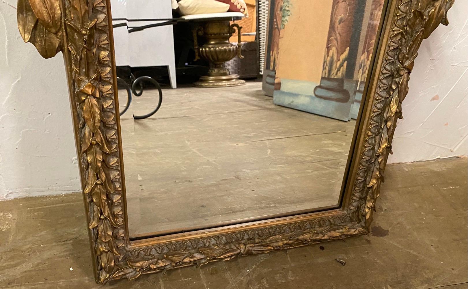 French Louis XVI Style Giltwood Mirror In Good Condition For Sale In Sheffield, MA