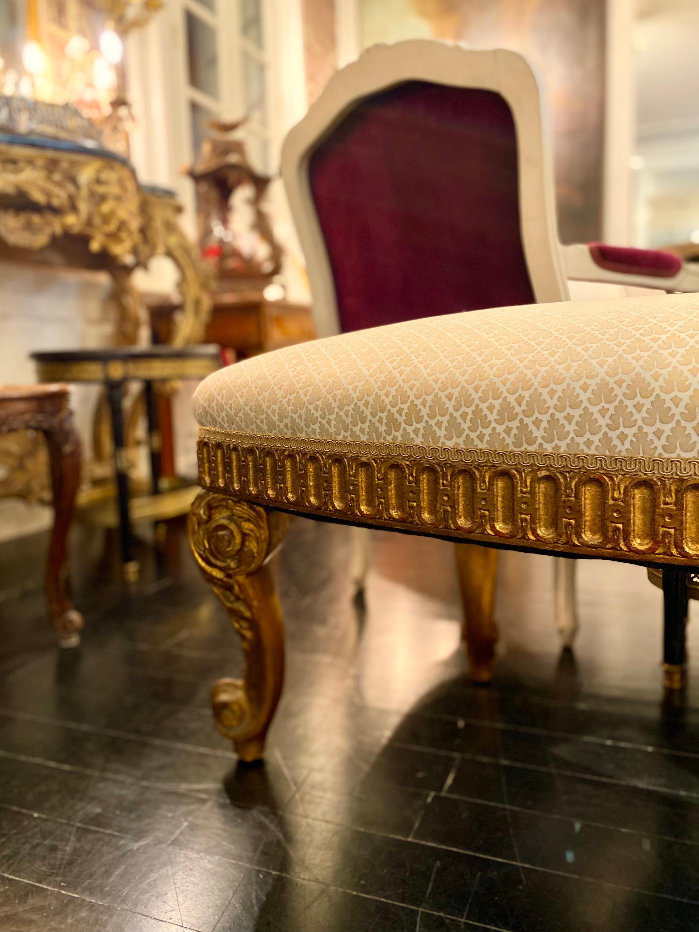 French Louis XVI Style Giltwood Semi-Circular Bench, Jacob-Inspired Model For Sale 7