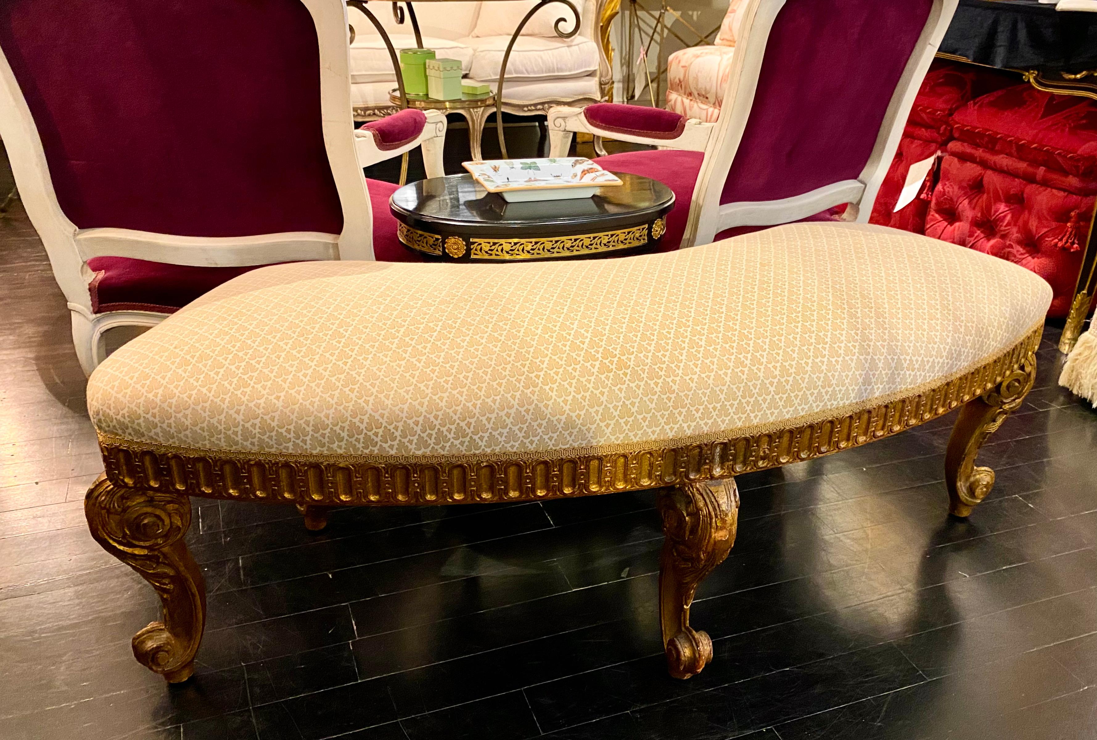 French Louis XVI Style Giltwood Semi-Circular Bench, Jacob-Inspired Model For Sale 14