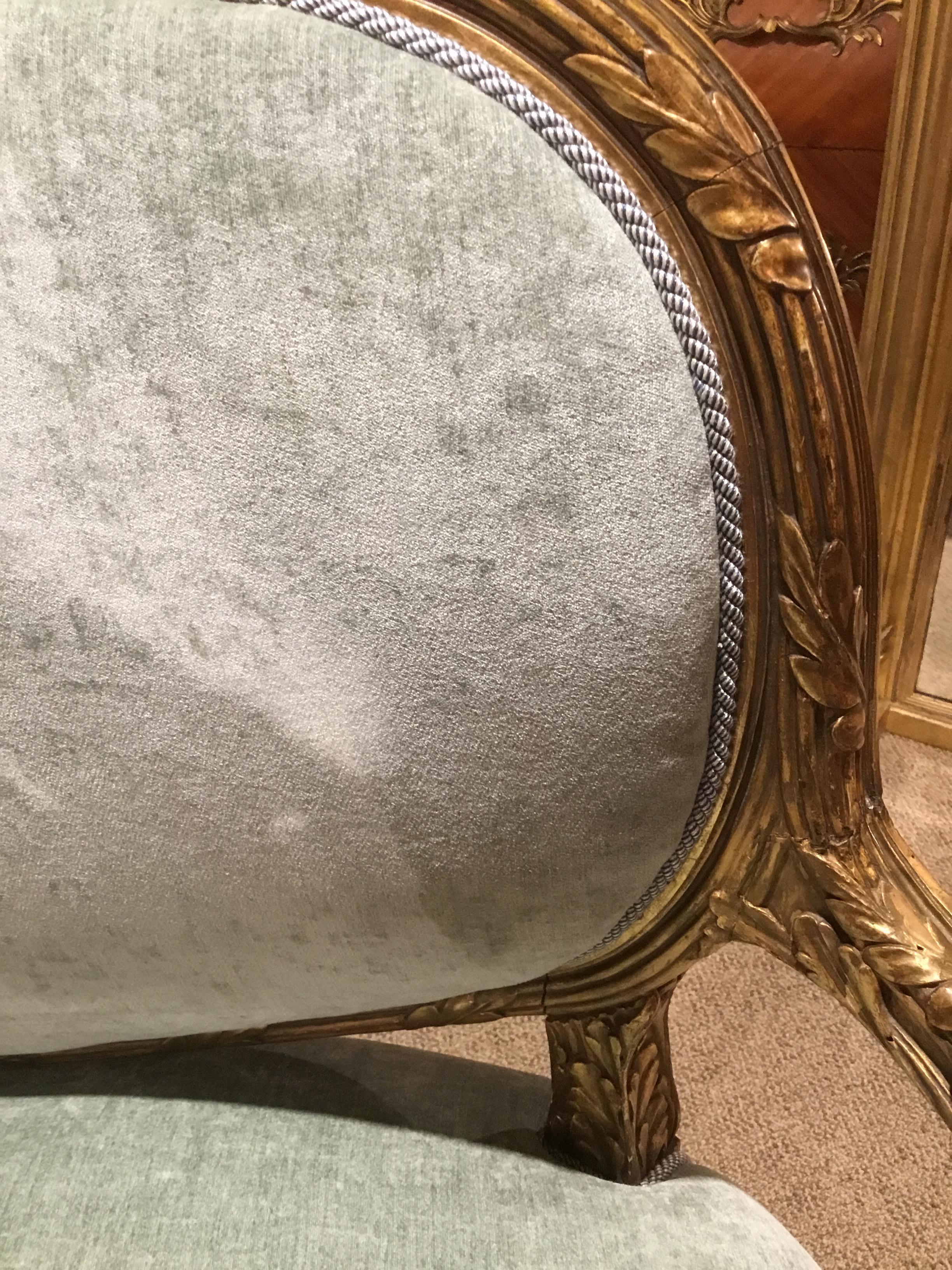 French Louis XVI-Style Giltwood Settee or Loveseat, New Upholstery 6