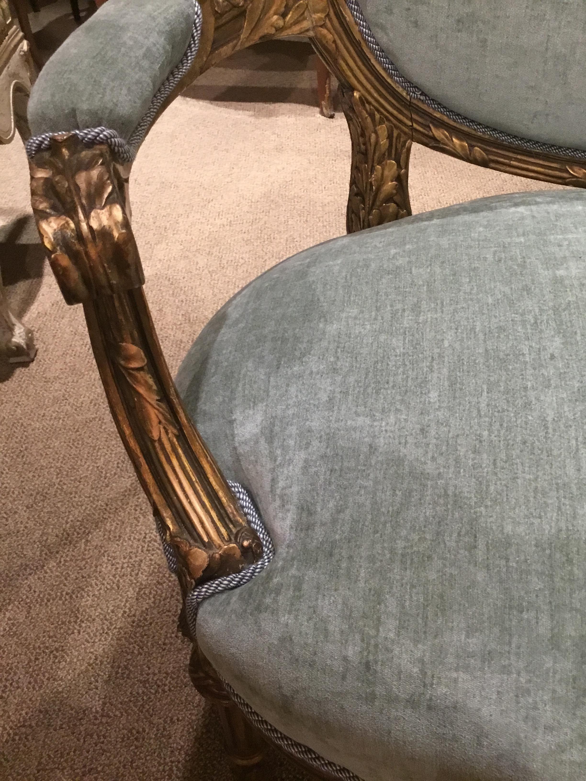 French Louis XVI-Style Giltwood Settee or Loveseat, New Upholstery 1