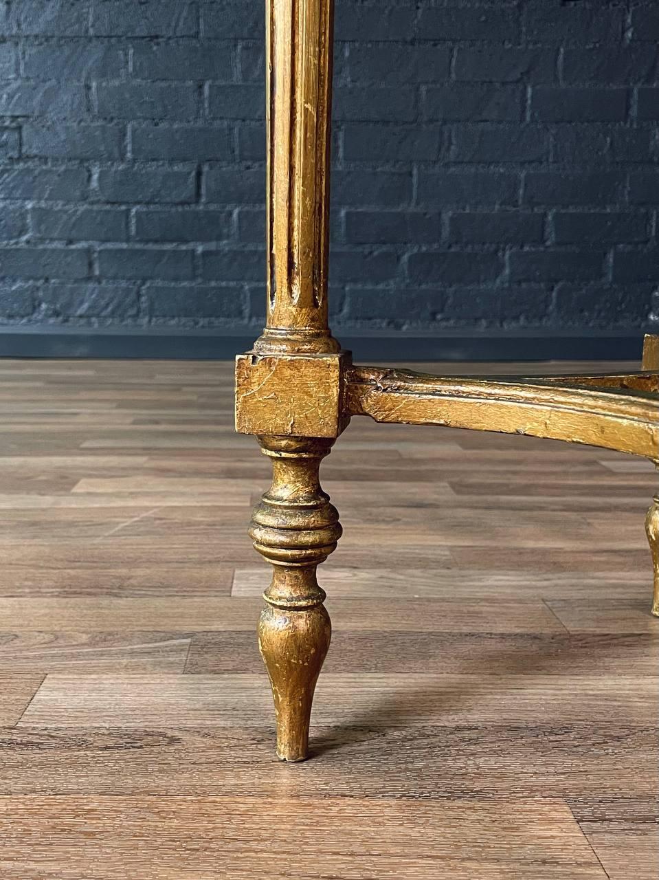 Französischer Louis XVI Stil Giltwood Beistelltisch mit ovaler Onyxplatte im Angebot 5