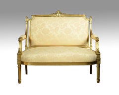 French Louis XVI Style Giltwood Two-Seat Settee