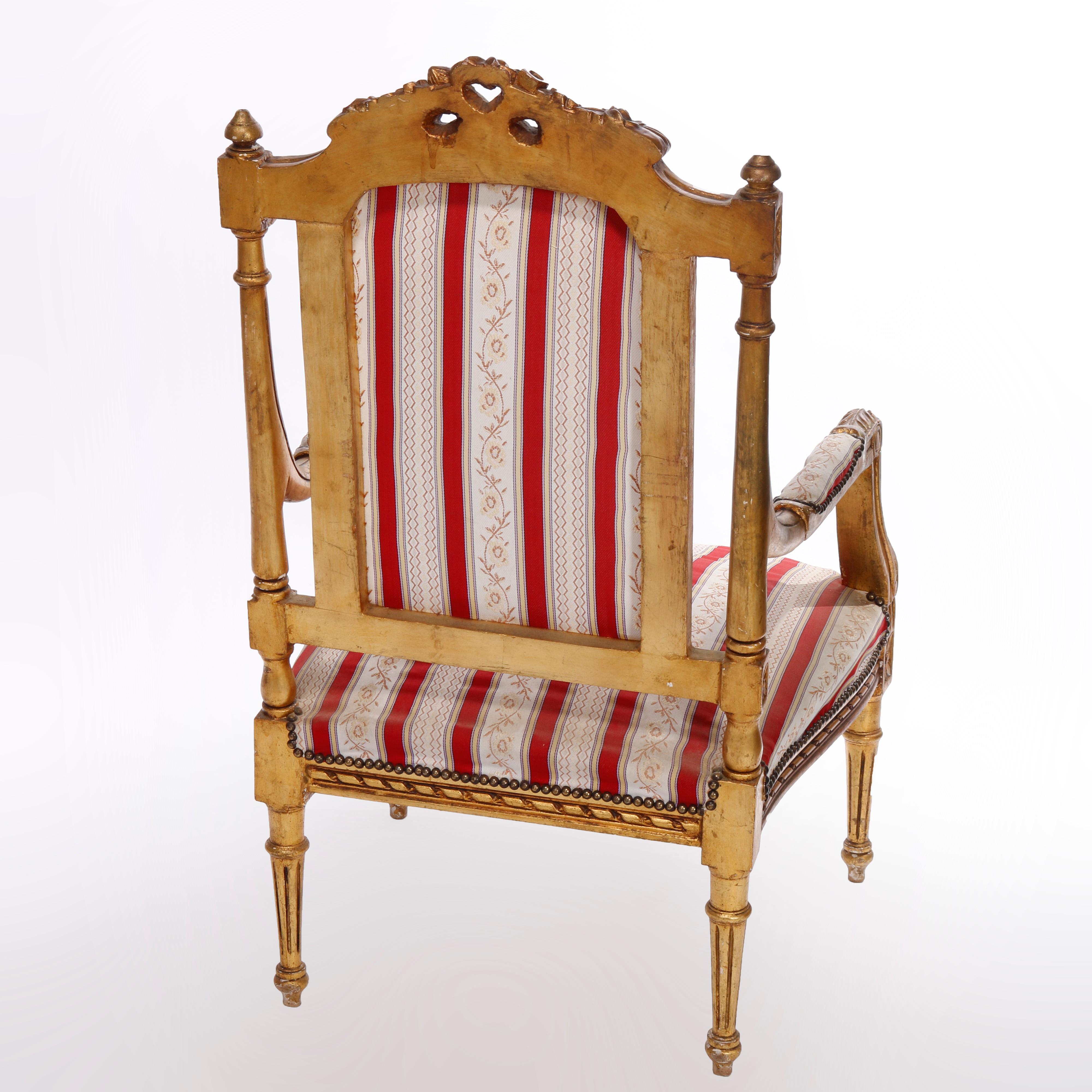 Sillones Franceses de Giltwood Estilo Luis XVI Tapizados, Siglo XX en venta 8
