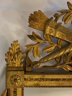 19th Century French Louis XVI Style Giltwood Wall Mirror, Hand-Carved