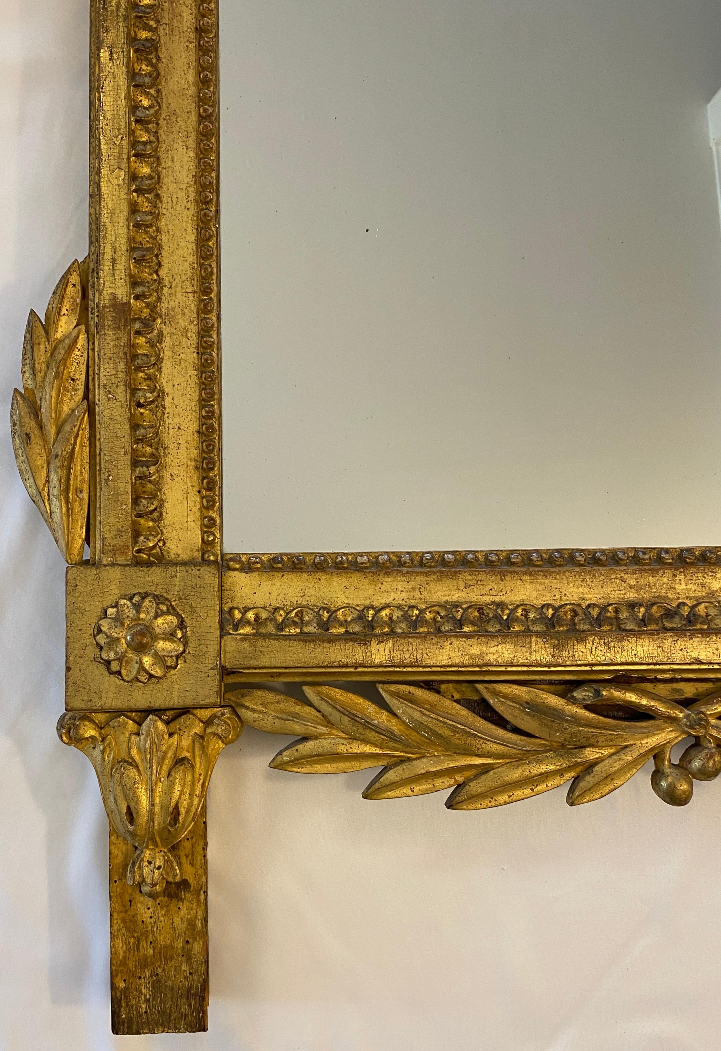 19th Century French Louis XVI Style Giltwood Wall Mirror For Sale