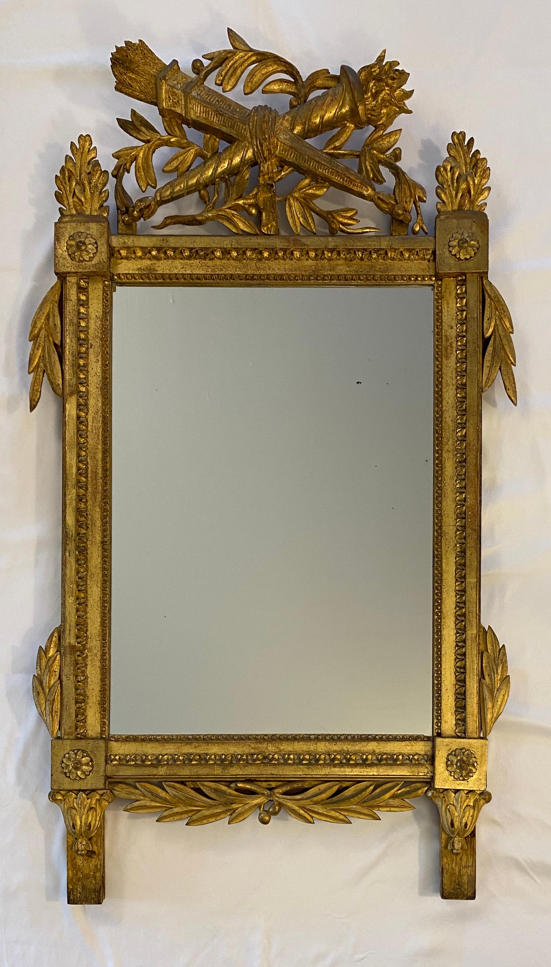 French Louis XVI Style Giltwood Wall Mirror For Sale 2