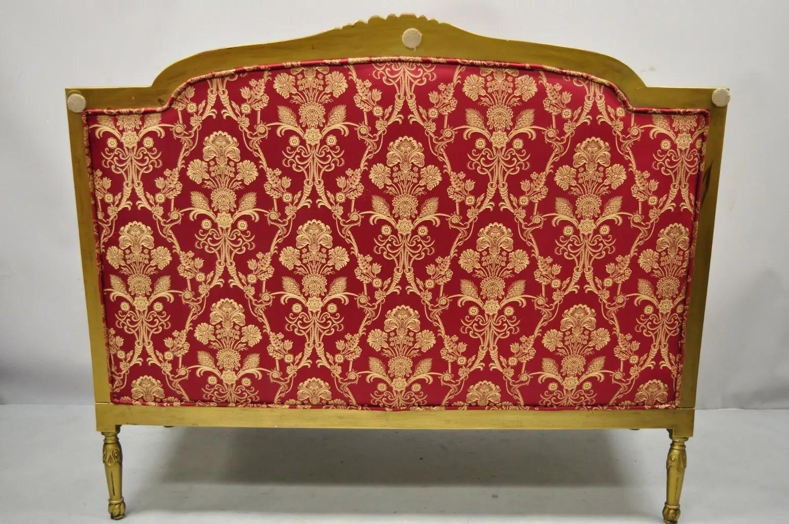Canapé Loveseat Style Upholstering Or Rouge Chaise Décorative Louis XVI en vente 4
