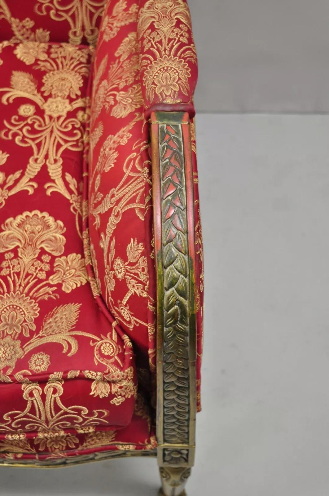 Canapé Loveseat Style Upholstering Or Rouge Chaise Décorative Louis XVI en vente 1