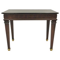 French Louis XVI Style Granite Top Greek Key Center/Console Table