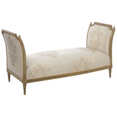 French Louis XVI Style Gray Painted Antique Daybed Sofa, circa 1880