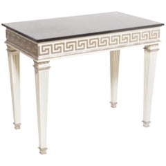 French Louis XVI Style Greek Key Design with Marble-Top Center or Console Table
