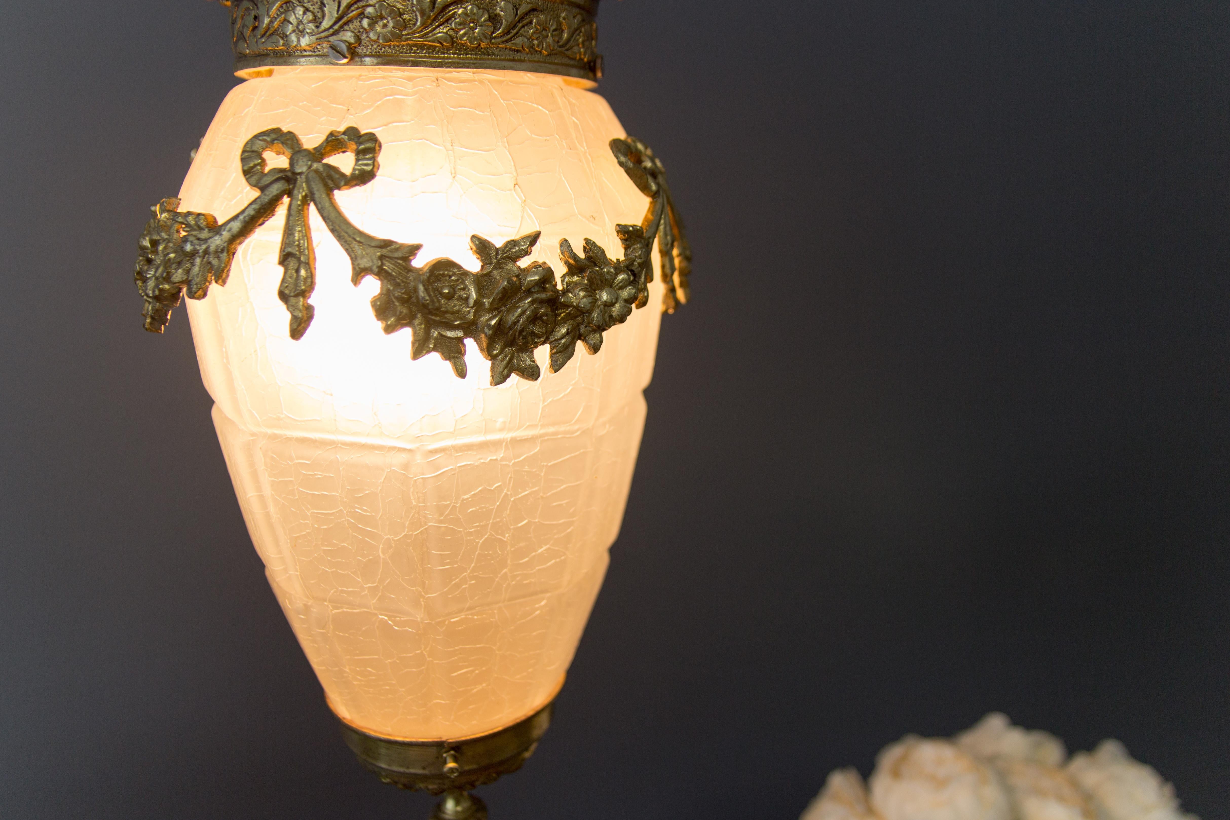French Louis XVI Style Hanging Lantern Hall Lamp 5