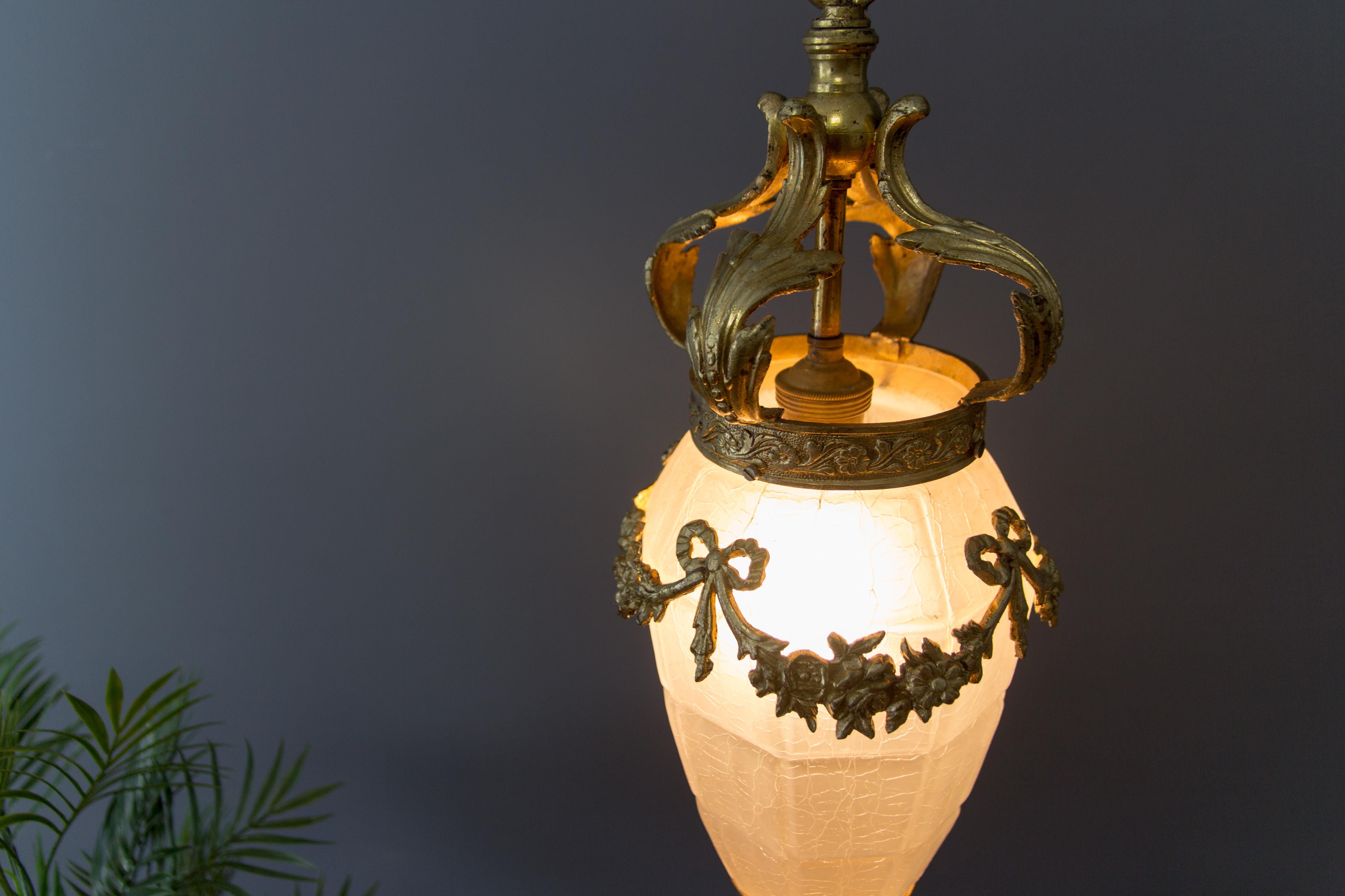 French Louis XVI Style Hanging Lantern Hall Lamp 6