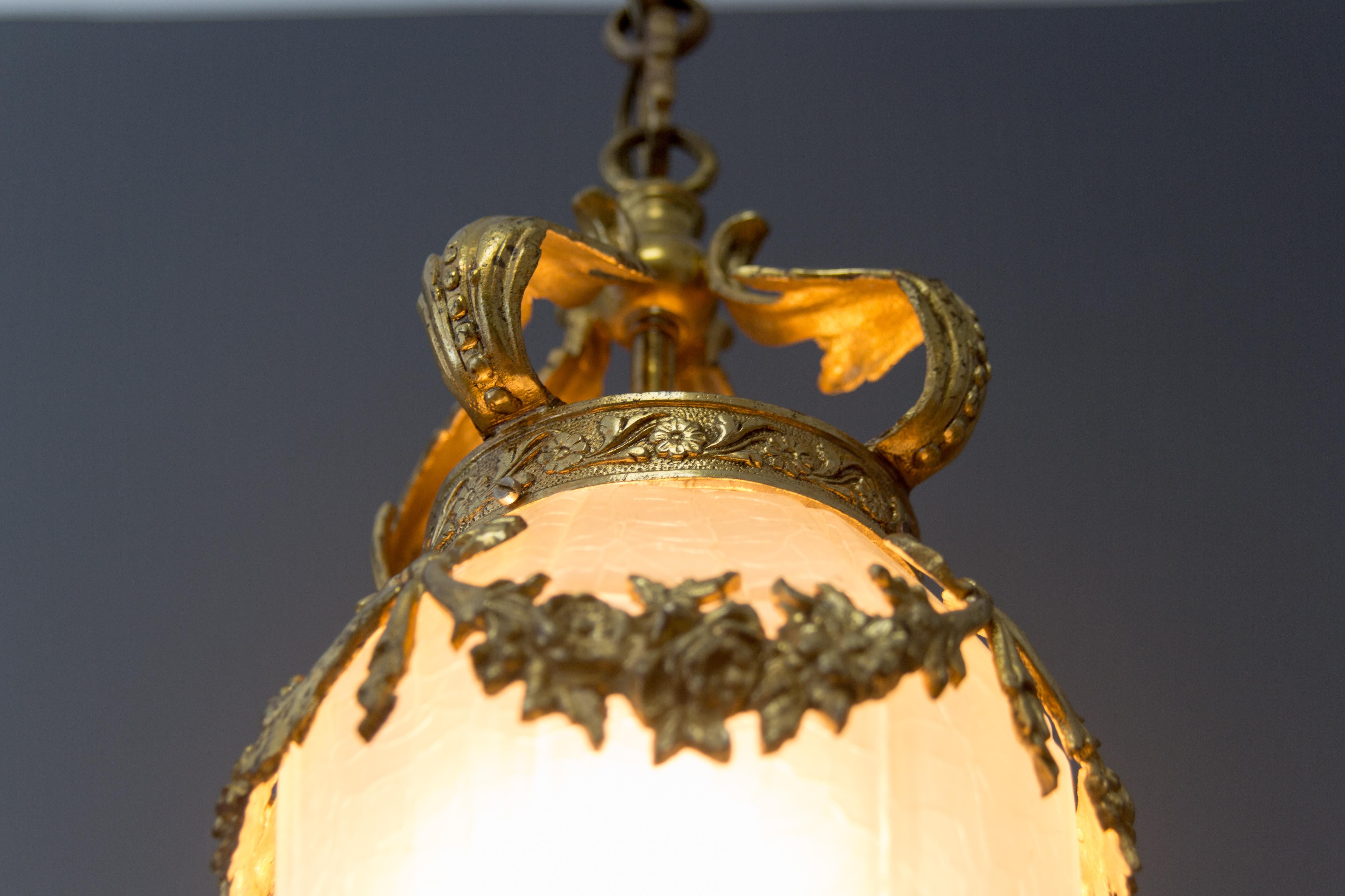 French Louis XVI Style Hanging Lantern Hall Lamp 8