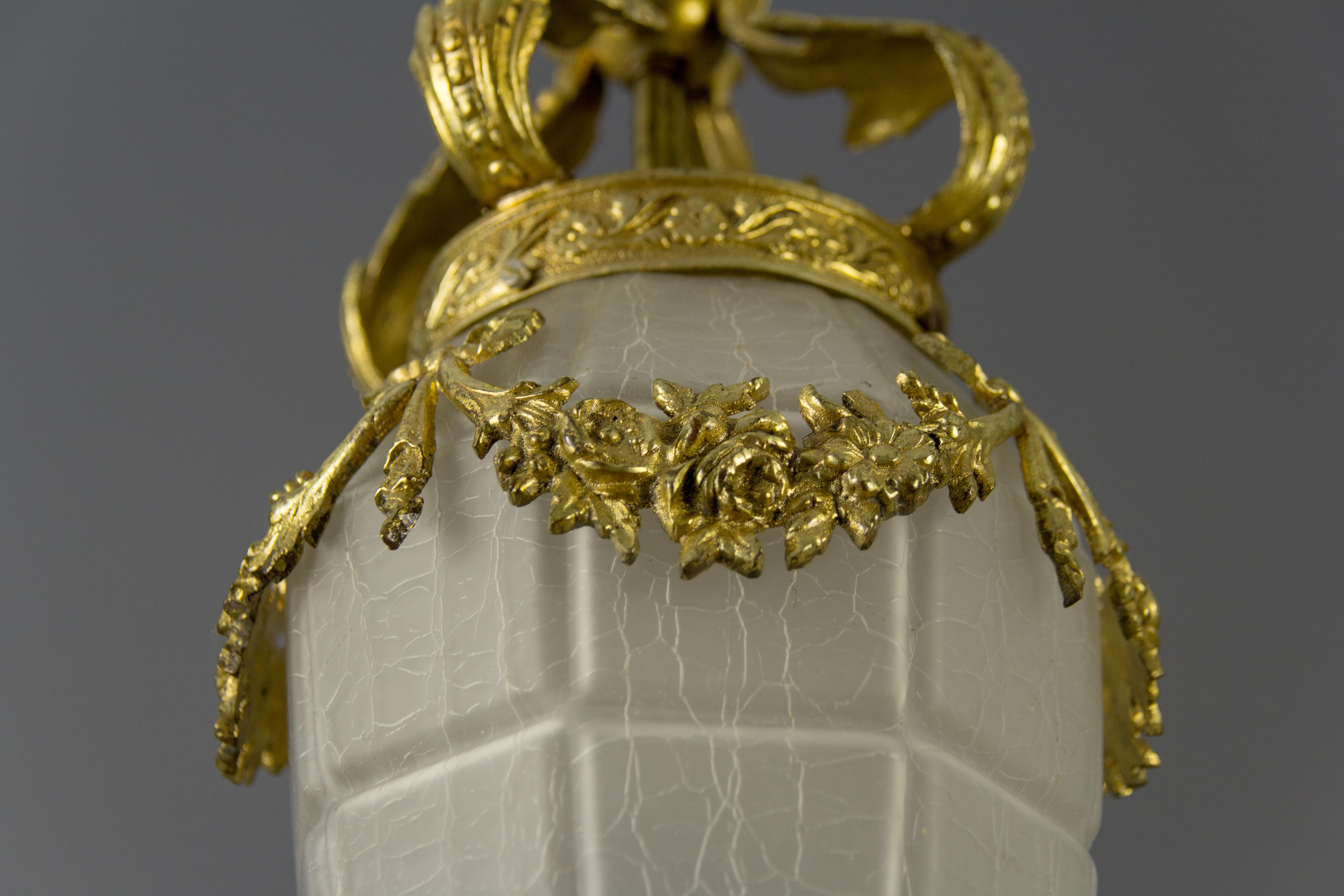 French Louis XVI Style Hanging Lantern Hall Lamp 11