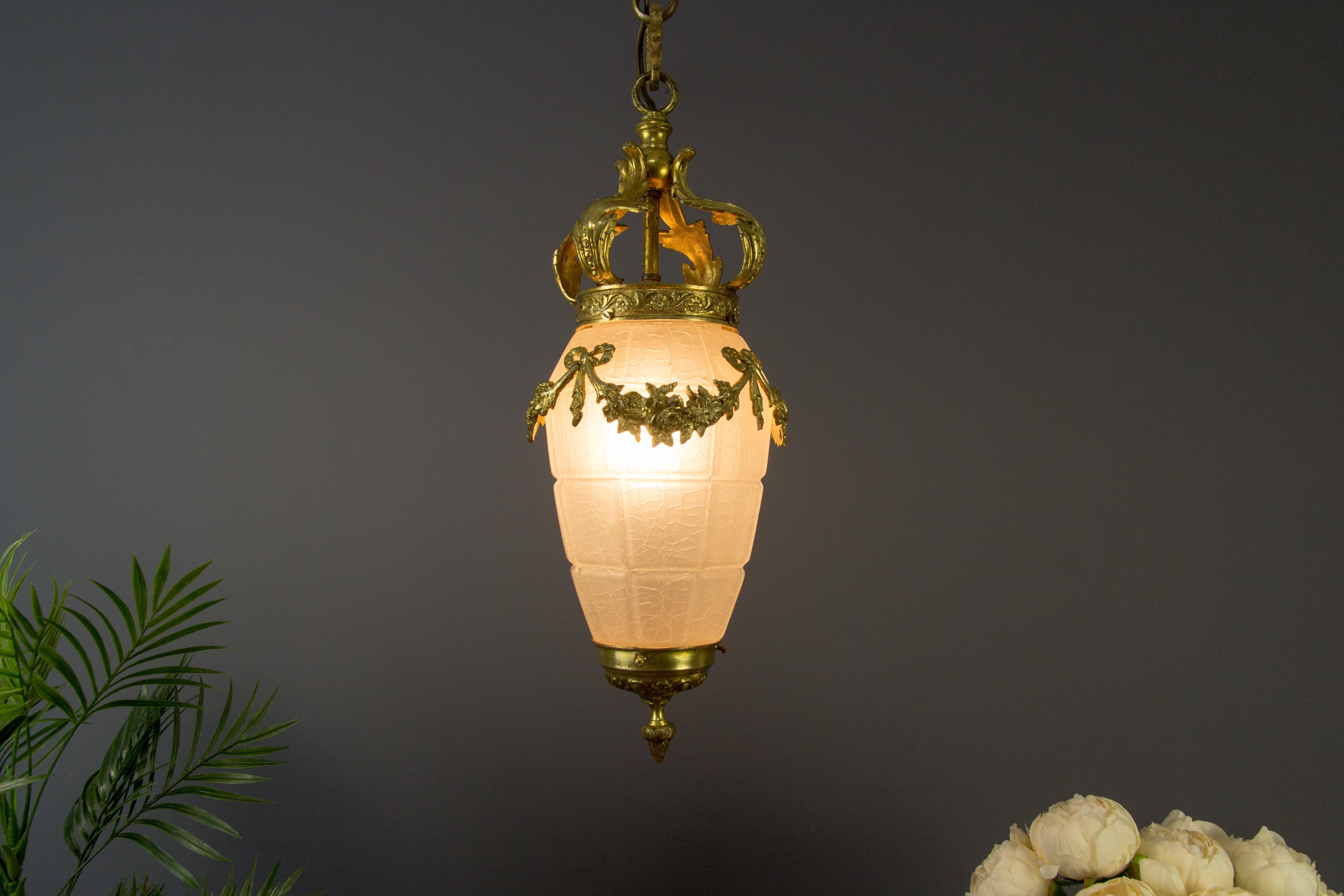 French Louis XVI Style Hanging Lantern Hall Lamp 12