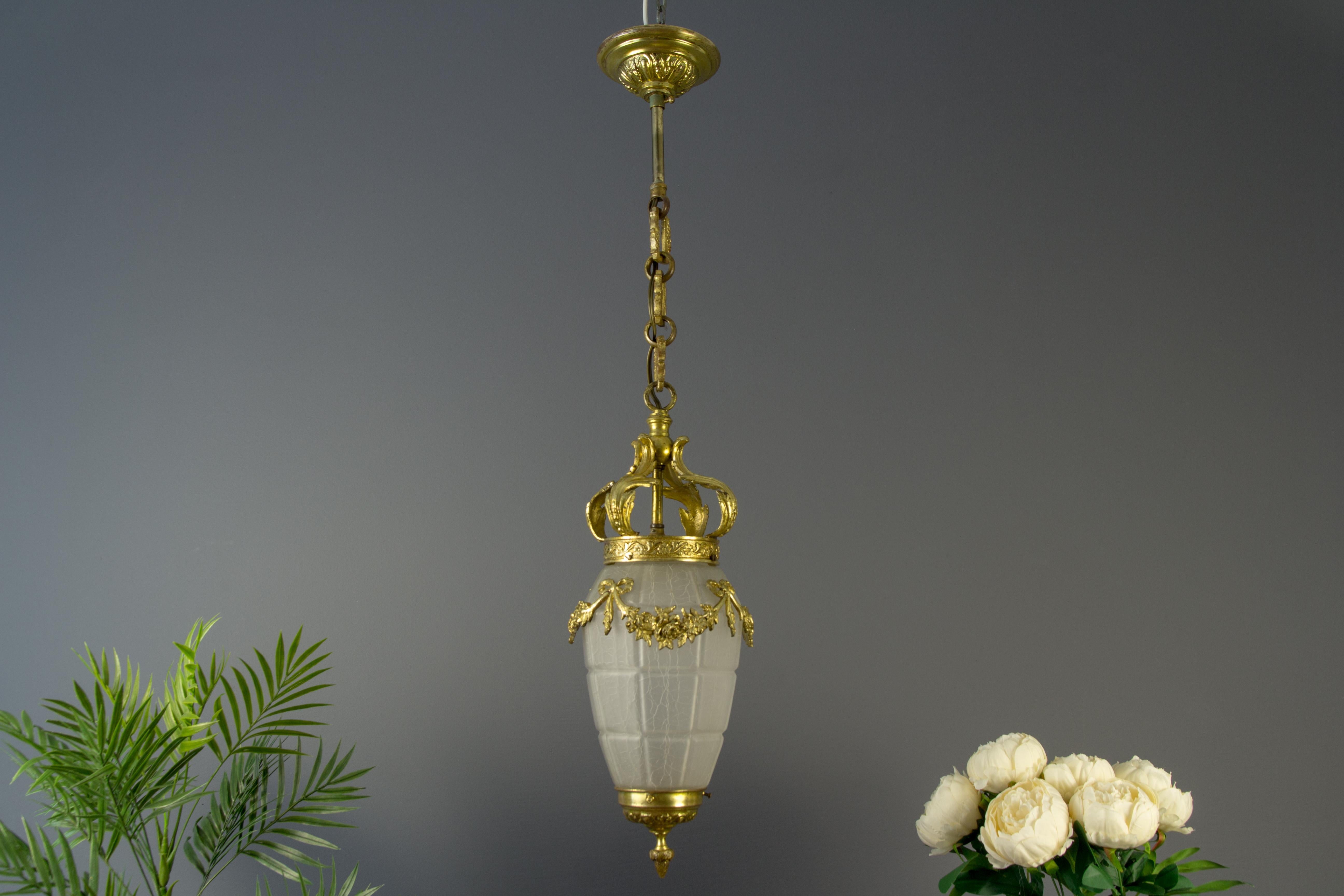 French Louis XVI Style Hanging Lantern Hall Lamp 13