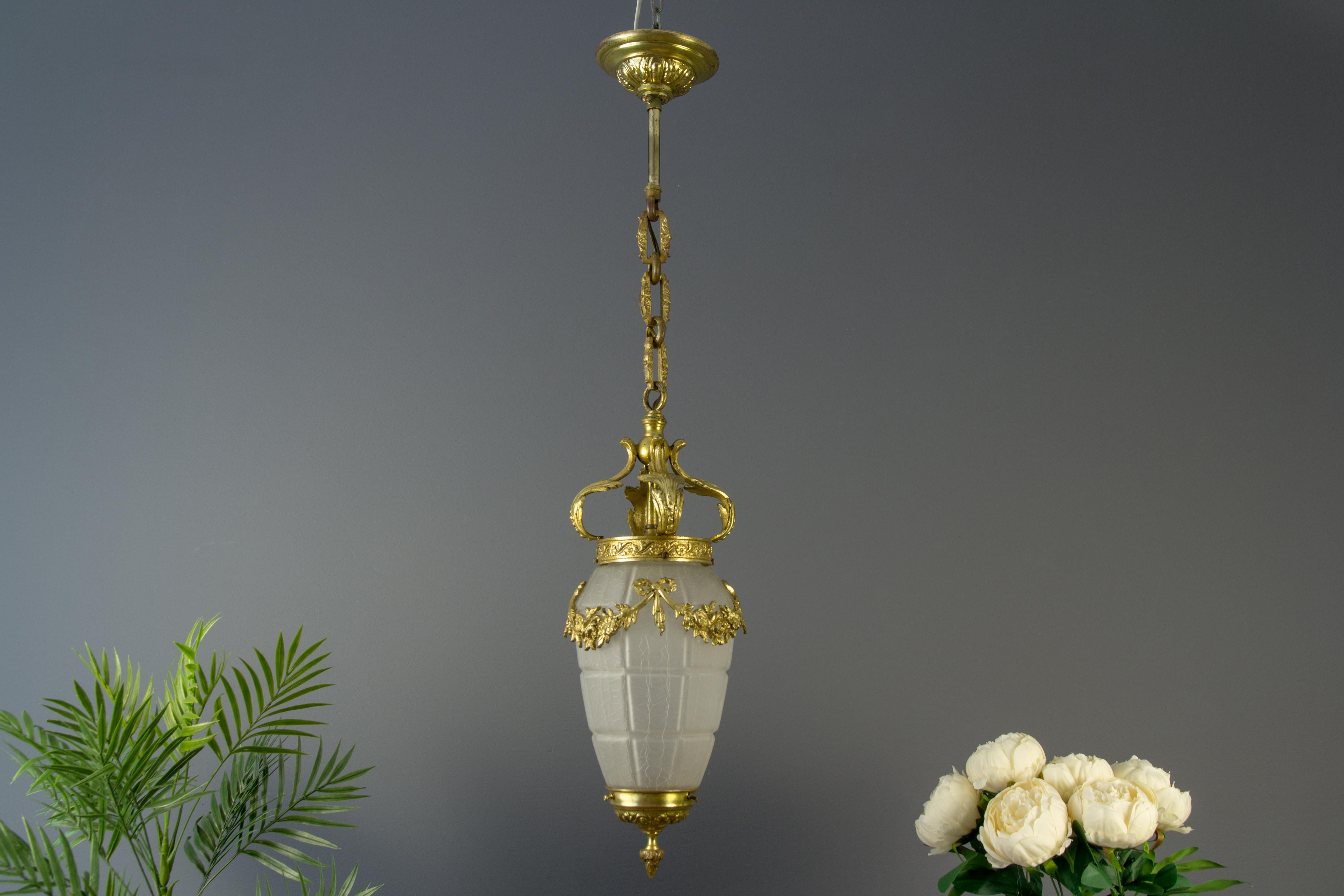French Louis XVI Style Hanging Lantern Hall Lamp 14