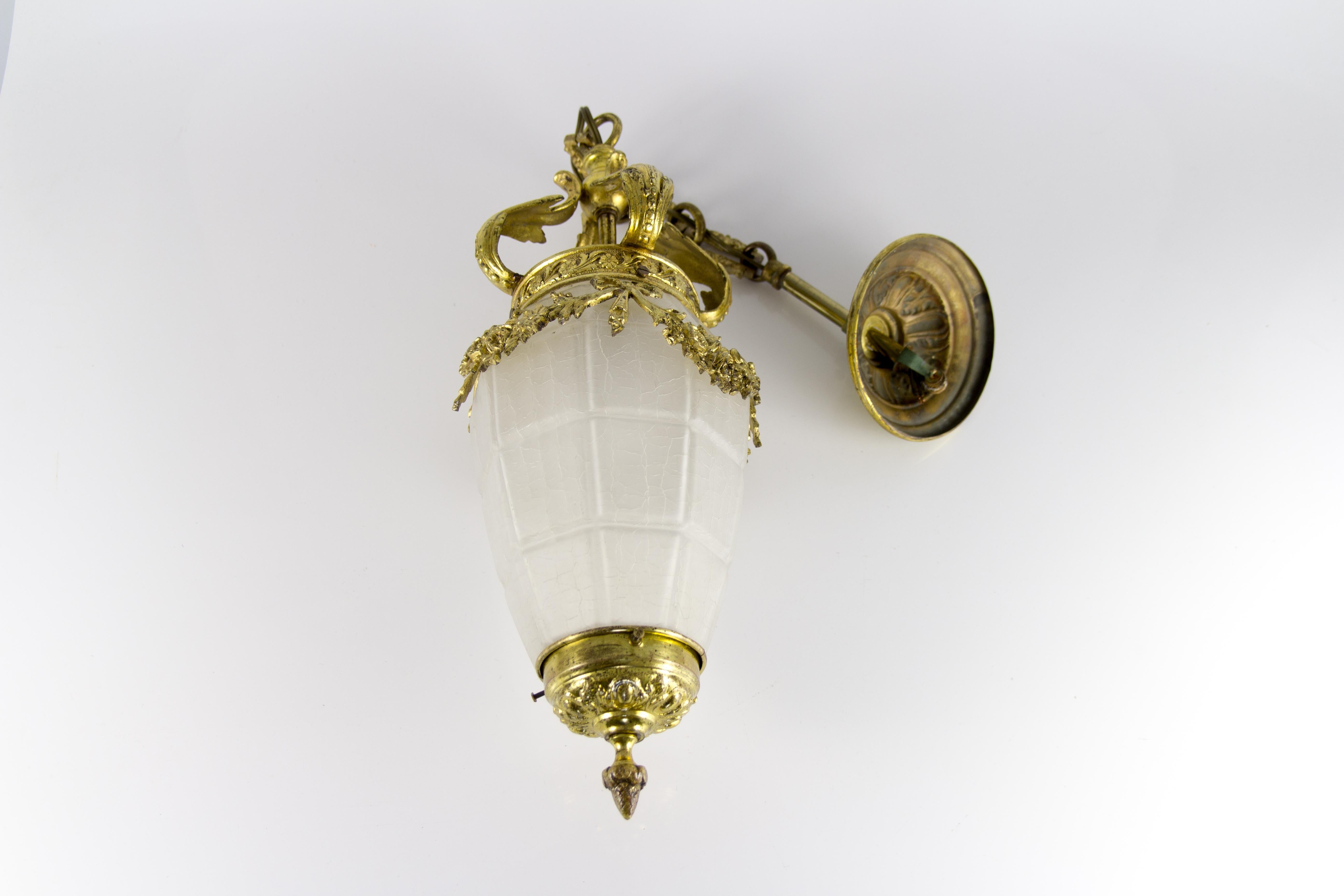 Frosted French Louis XVI Style Hanging Lantern Hall Lamp