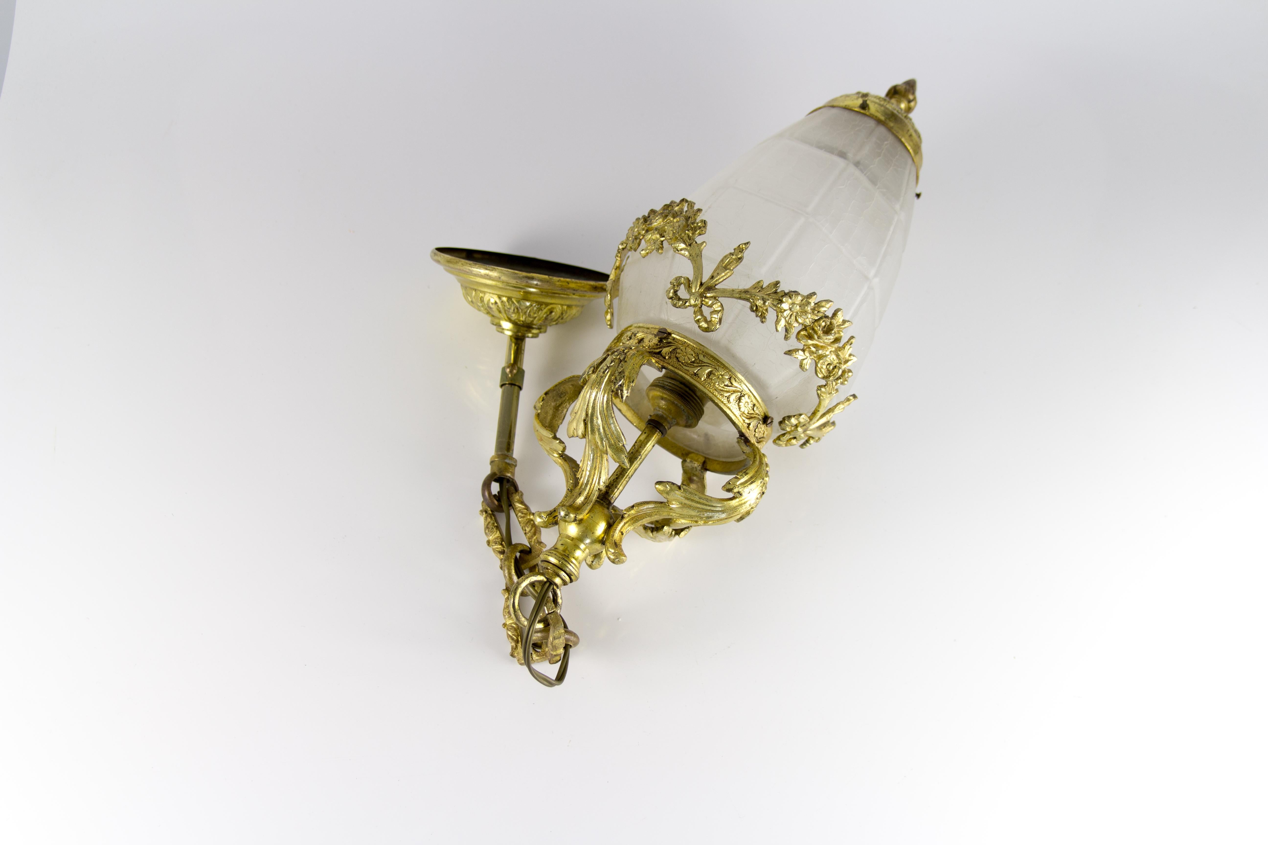 Mid-20th Century French Louis XVI Style Hanging Lantern Hall Lamp