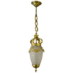 French Louis XVI Style Hanging Lantern Hall Lamp