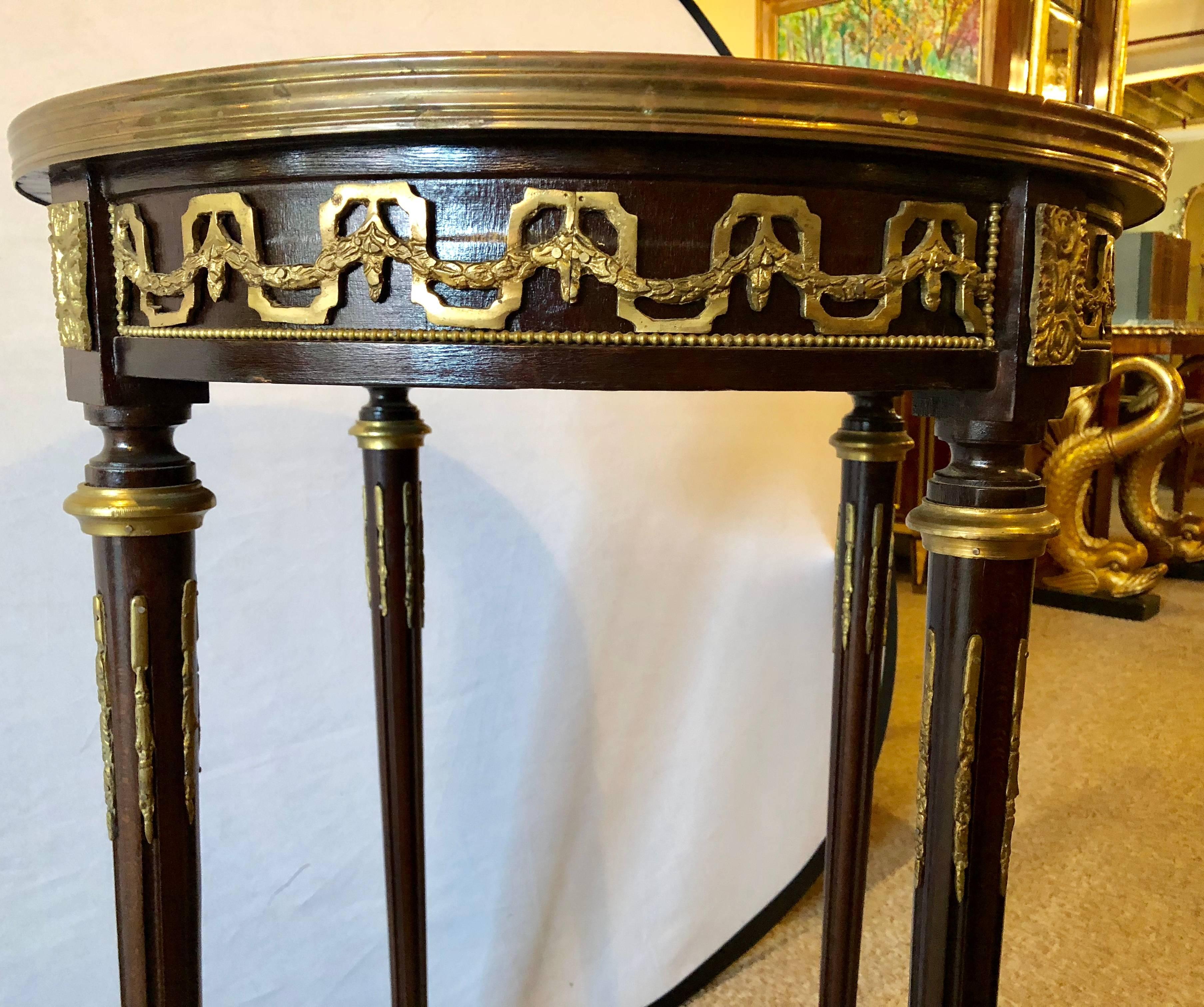 French Louis XVI Style Inlaid Bouilliote / Lamp / Center or End Table 5