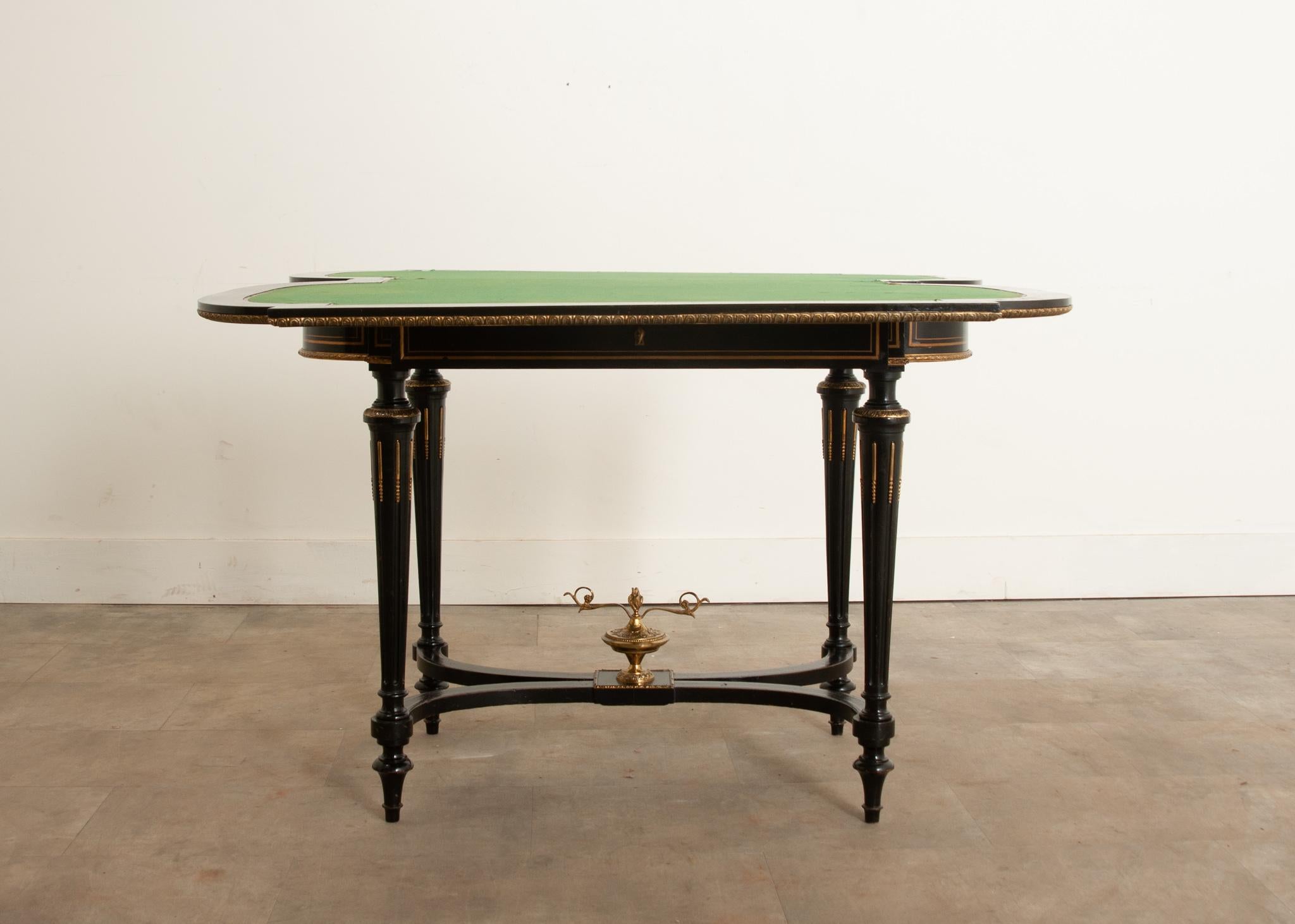 French Louis XVI Style Inlay & Ebonized Game Table For Sale 6