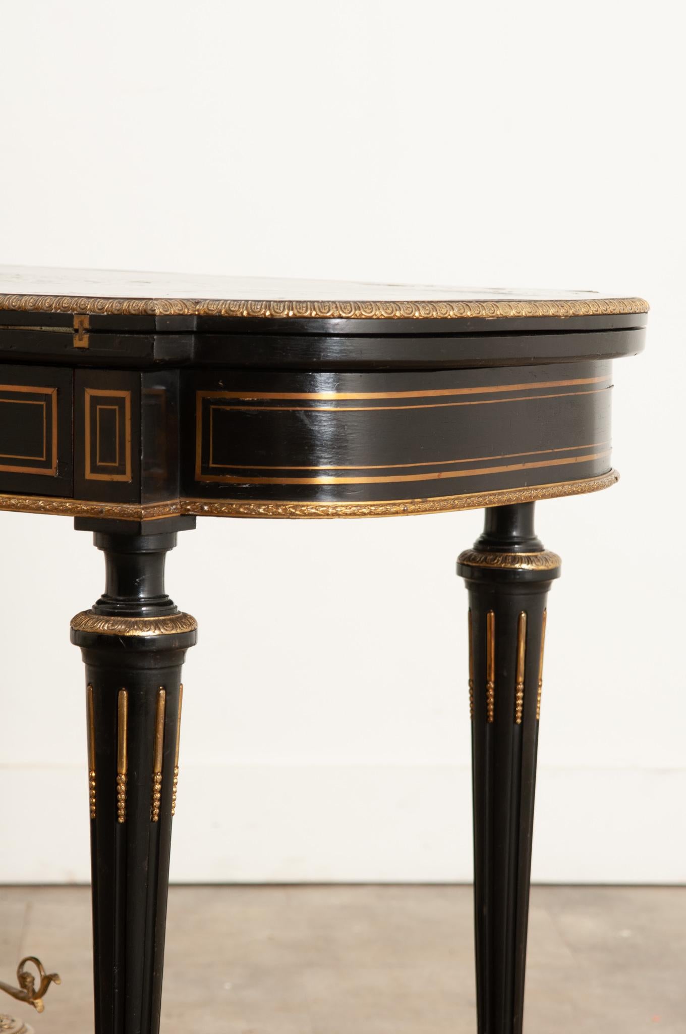 French Louis XVI Style Inlay & Ebonized Game Table For Sale 7