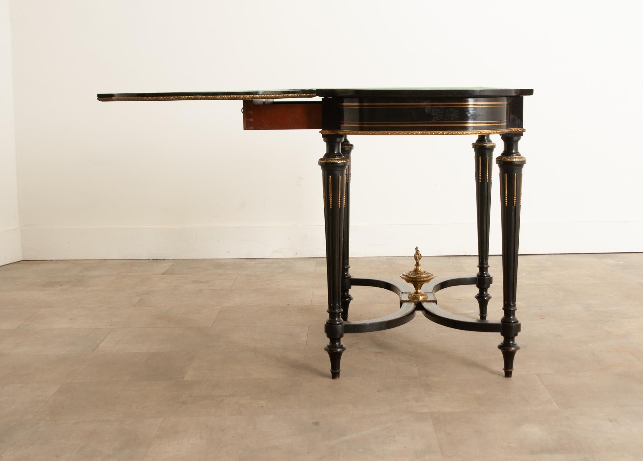 French Louis XVI Style Inlay & Ebonized Game Table For Sale 11